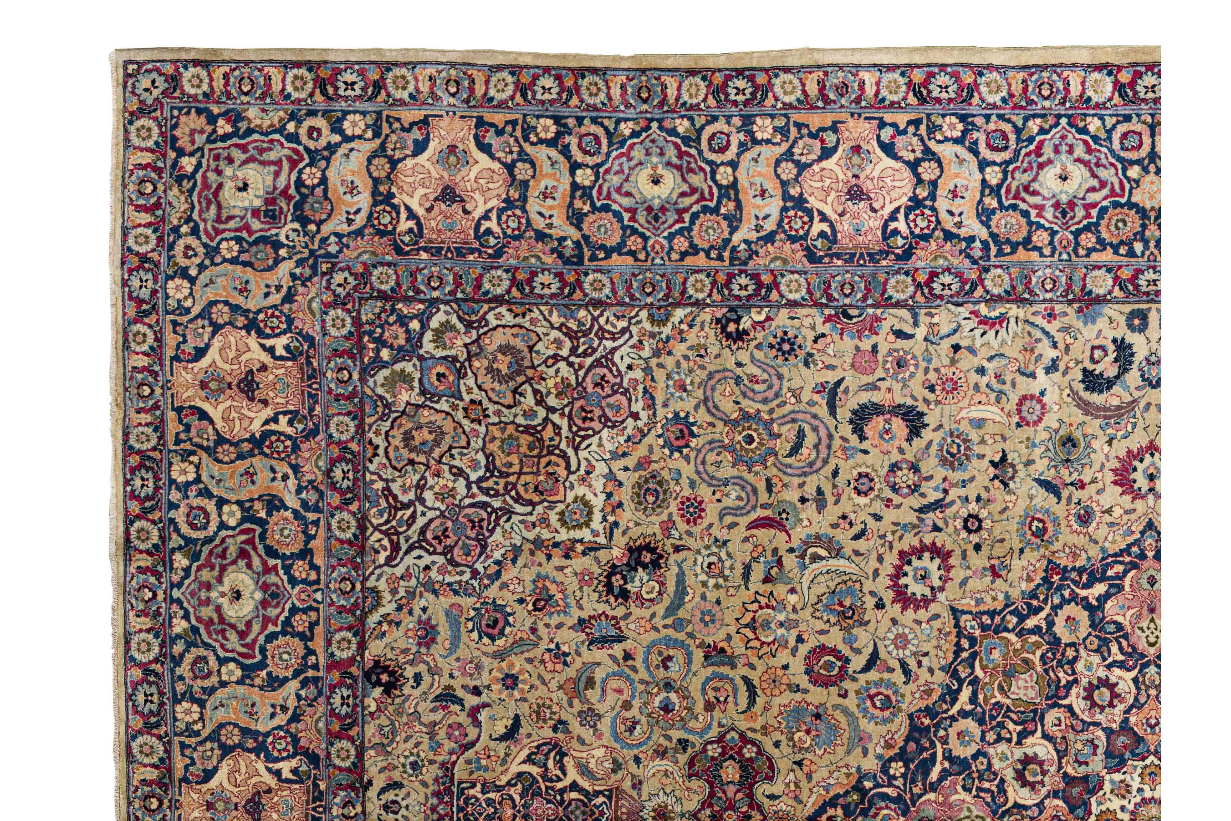 Tapis contemporain en laine tissée, 8 pi × 11 pi , Médaillon crème, marine et rouge en vente 1