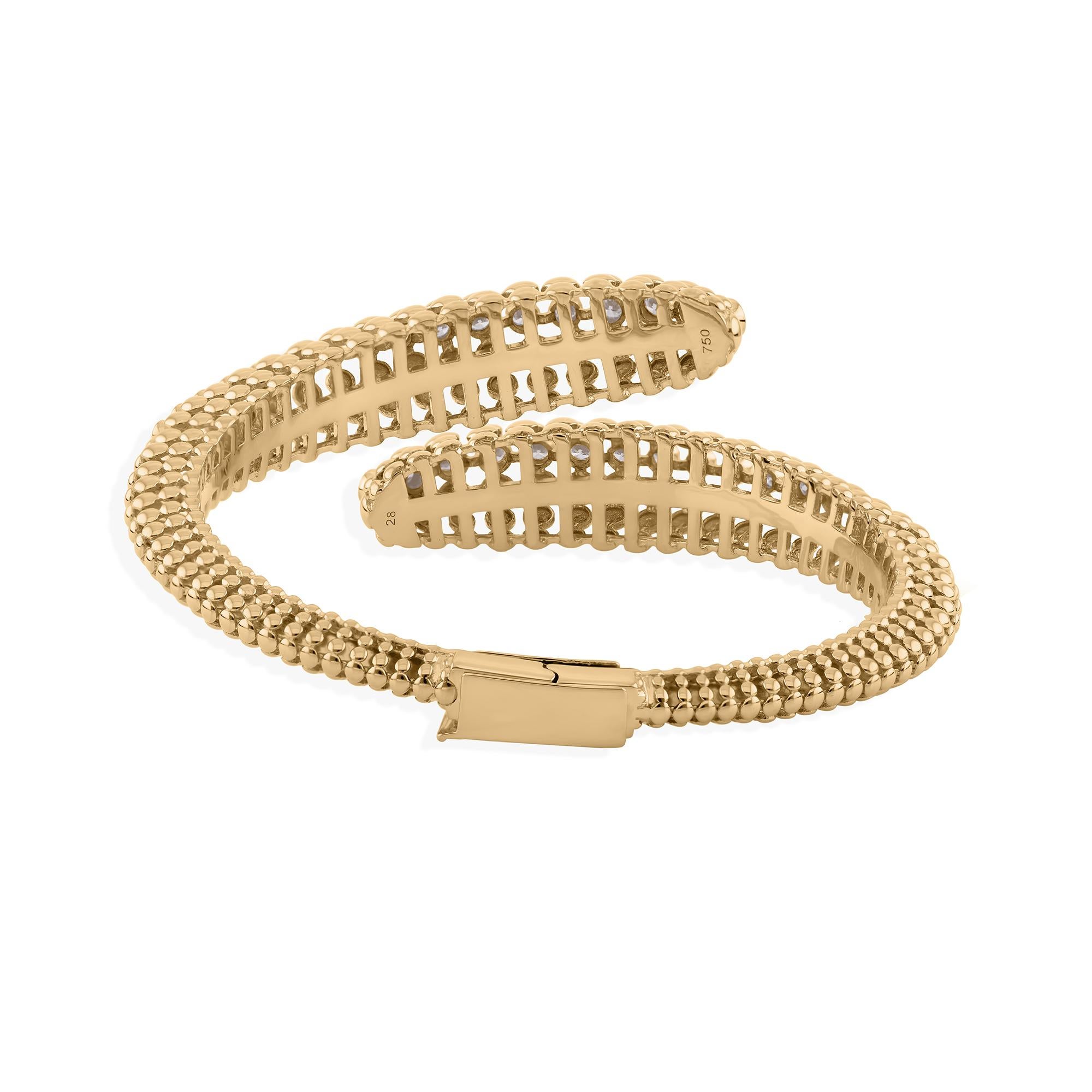 Bracelet enveloppant contemporain en or massif 14k avec 1,57Ct de diamants en vente 2