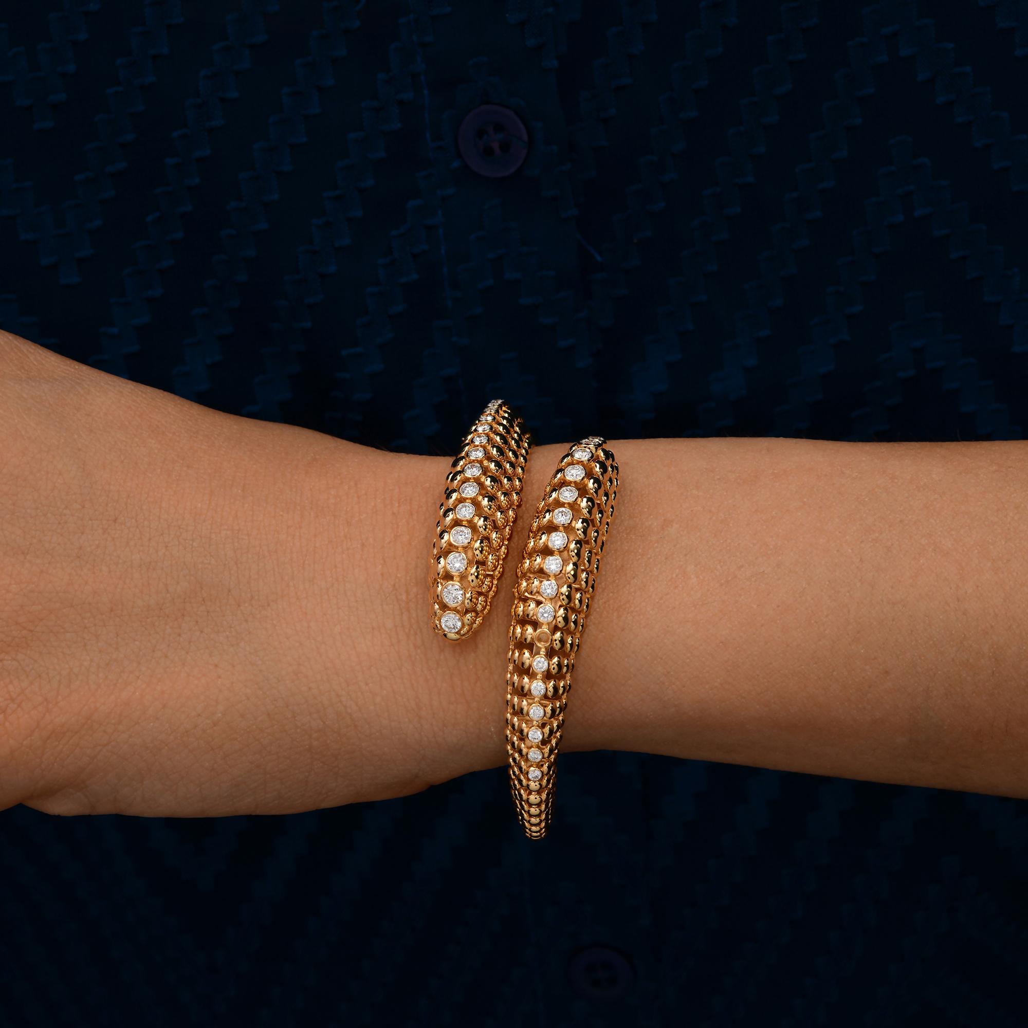 Cast from 18-karat gold, these exquisite bangle is handmade with 1.57 carats of diamond.

FOLLOW SPECTRUM JEWELS storefront to view the latest collection & exclusive pieces. Spectrum Jewels is proudly rated as a Top Seller on 1stdibs with 5 star
