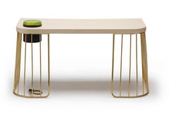 Contemporary Writing Desk "Cary" by Studio Catoir, Maple Top and Brass Base