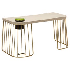 Contemporary Writing Desk "Cary" by Studio Catoir, Maple Top and Brass Base
