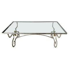 Contemporary Wrought Iron and Glass Coffee Table