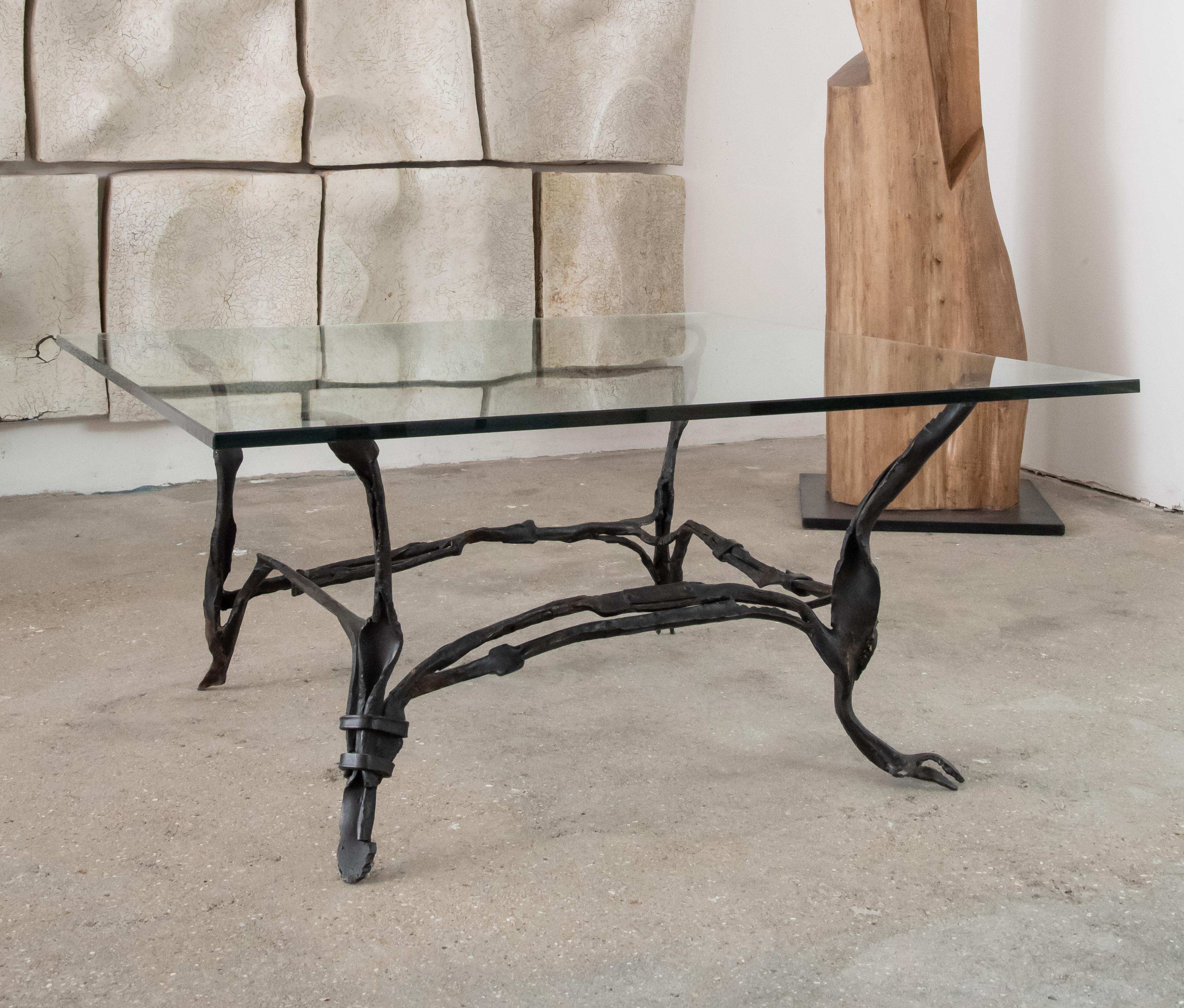 Forged Contemporary Wrought Iron Coffee Table by Nicolas Thevenin For Sale