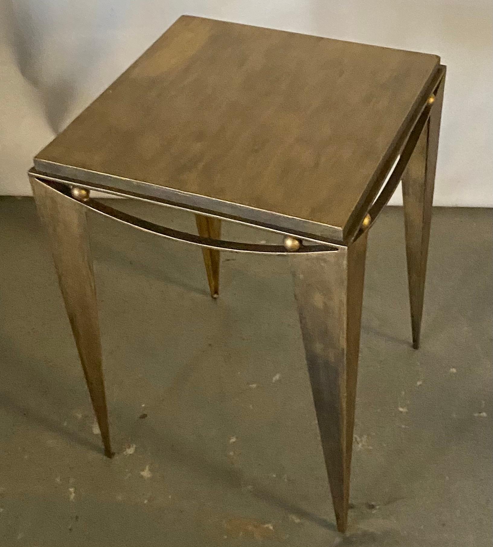 Contemporary Wrought Iron Gold Tone Modern Side Table For Sale 1