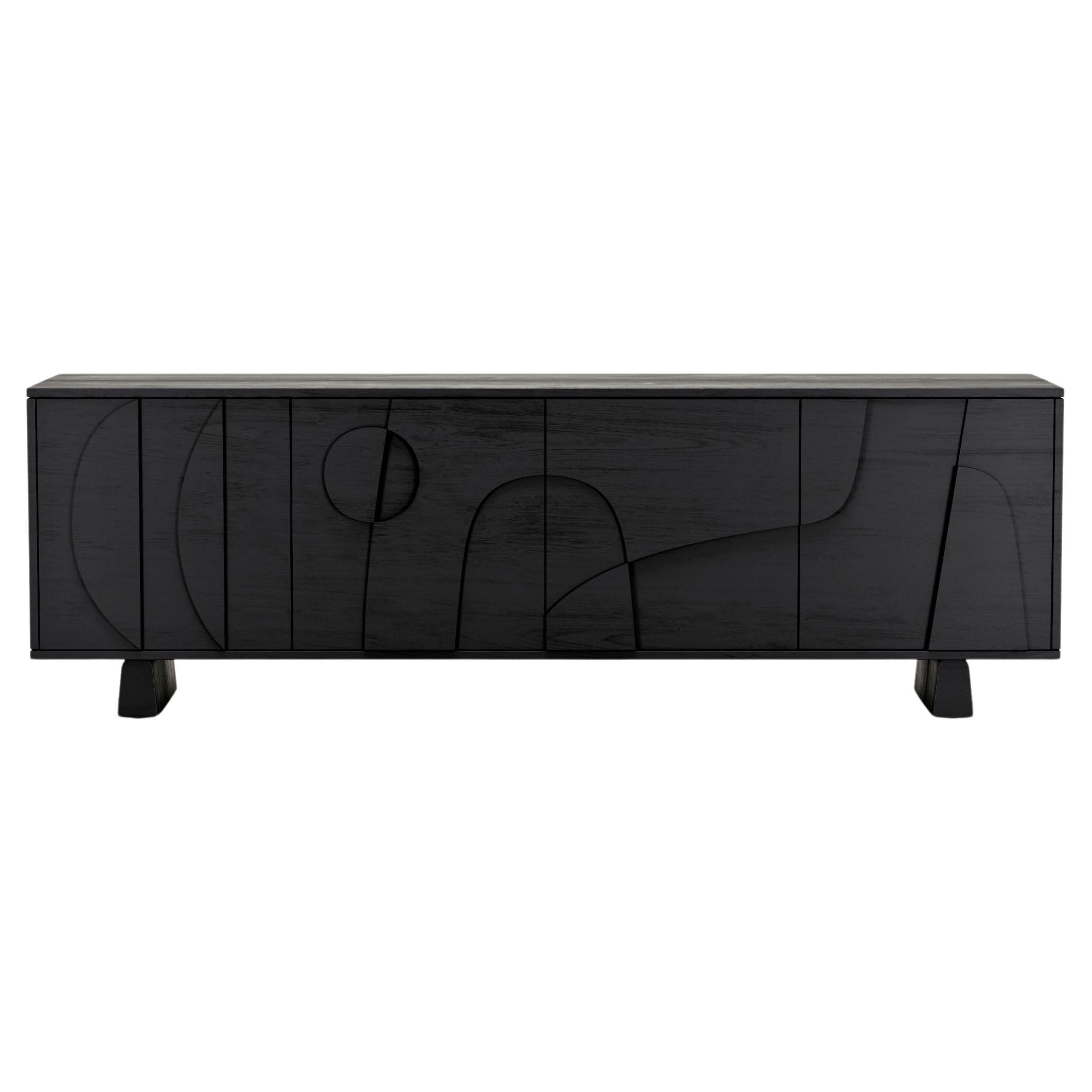 Contemporary 'Wynwood' 4 Sideboard by Man of Parts, Black Oak, Short Legs For Sale