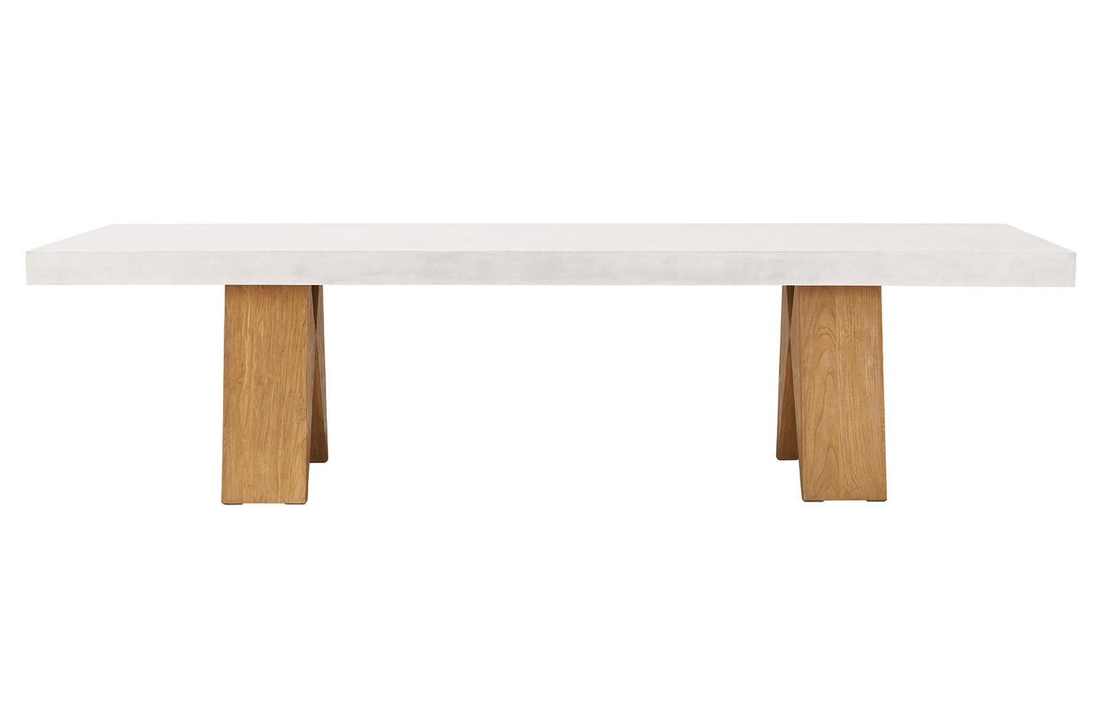 Lightweight concrete table will add a contemporary touch to every indoor and outdoor occasion. 
Hand sanded with natural sands for a softer appearance and polishing. 

Dimensions: 118