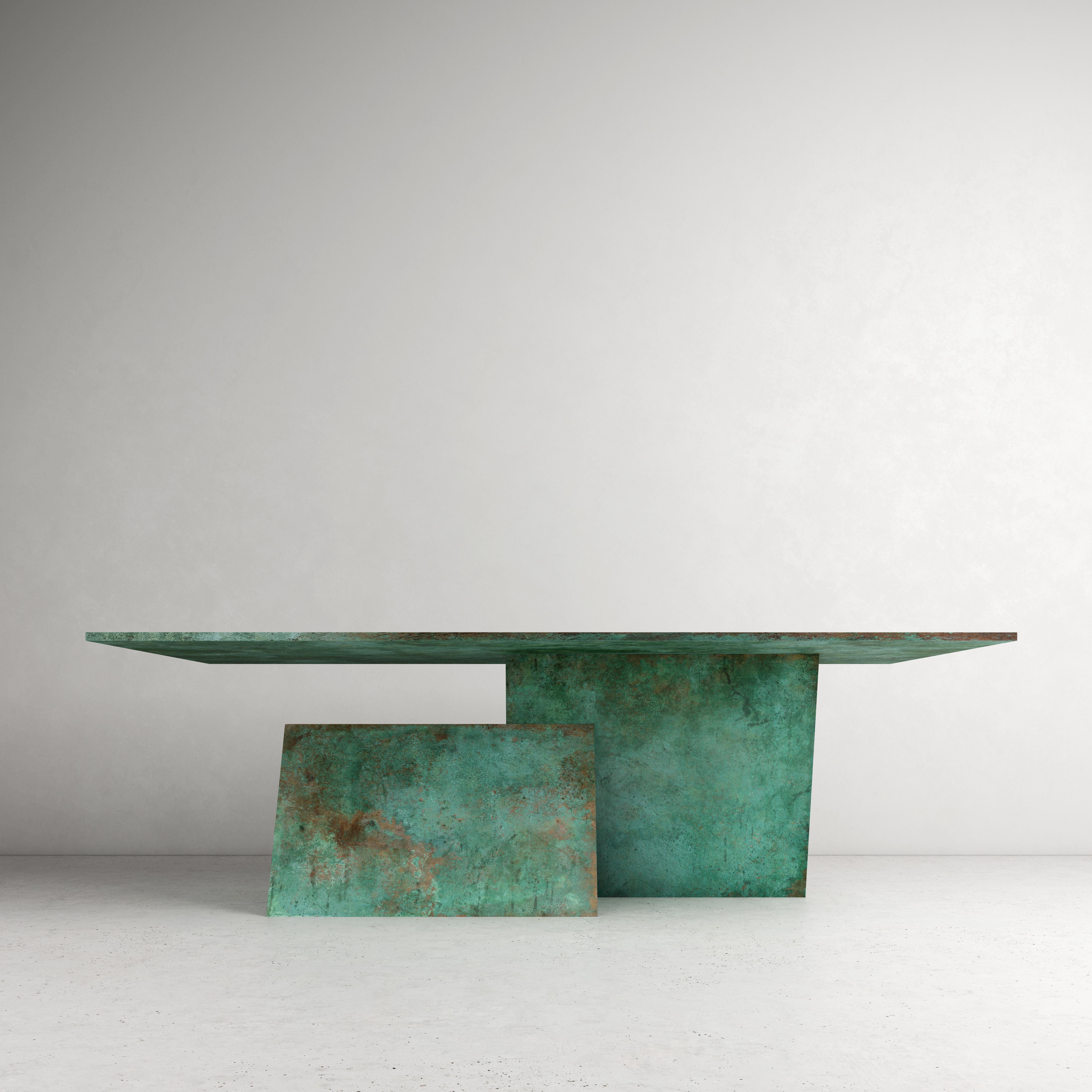 Contemporary table Y by dAM Atelier
Dimensions: L 220 x W 110 x H 73
Materials: Verdigris copper
Also available in stainless steel, please contact us.

dAM atelier is a duo of young Italian architects sharing the passion for design and architecture,