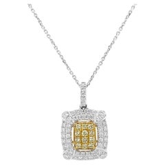 Contemporary Yellow and White diamond Pendant Necklace 