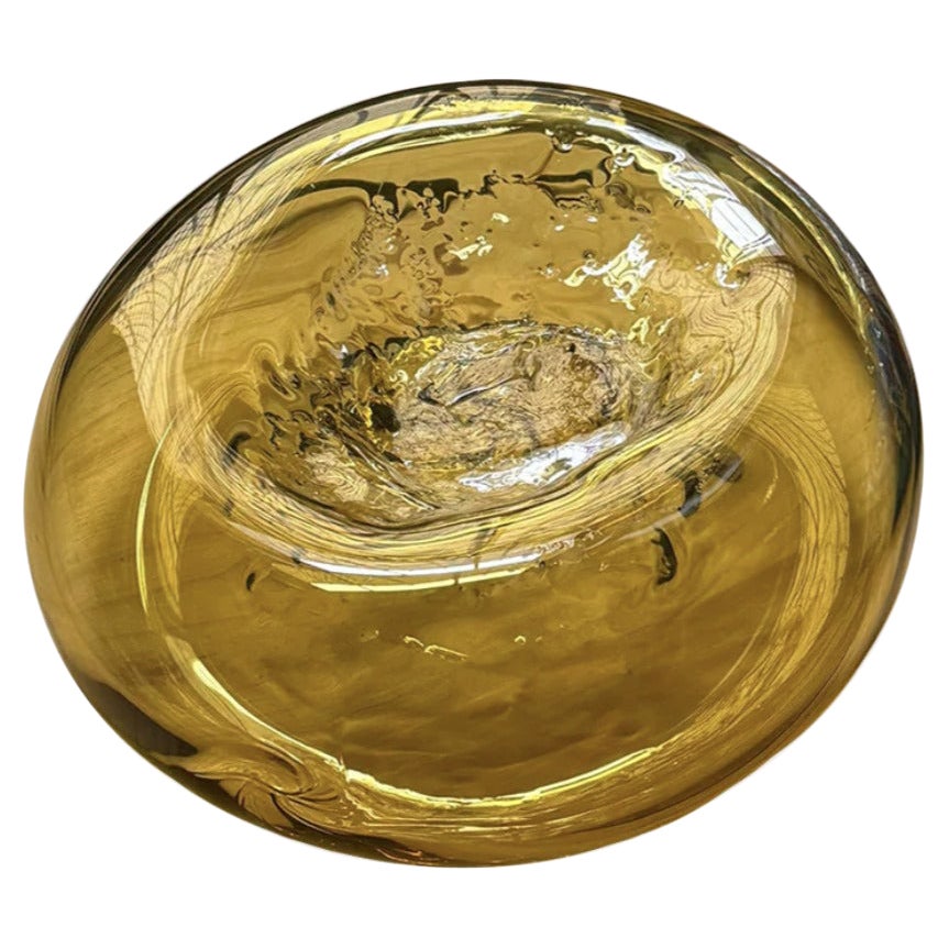 Contemporary Yellow Blown Glass Impronta Bowl - Sculpture by Edoardo Cozzani For Sale
