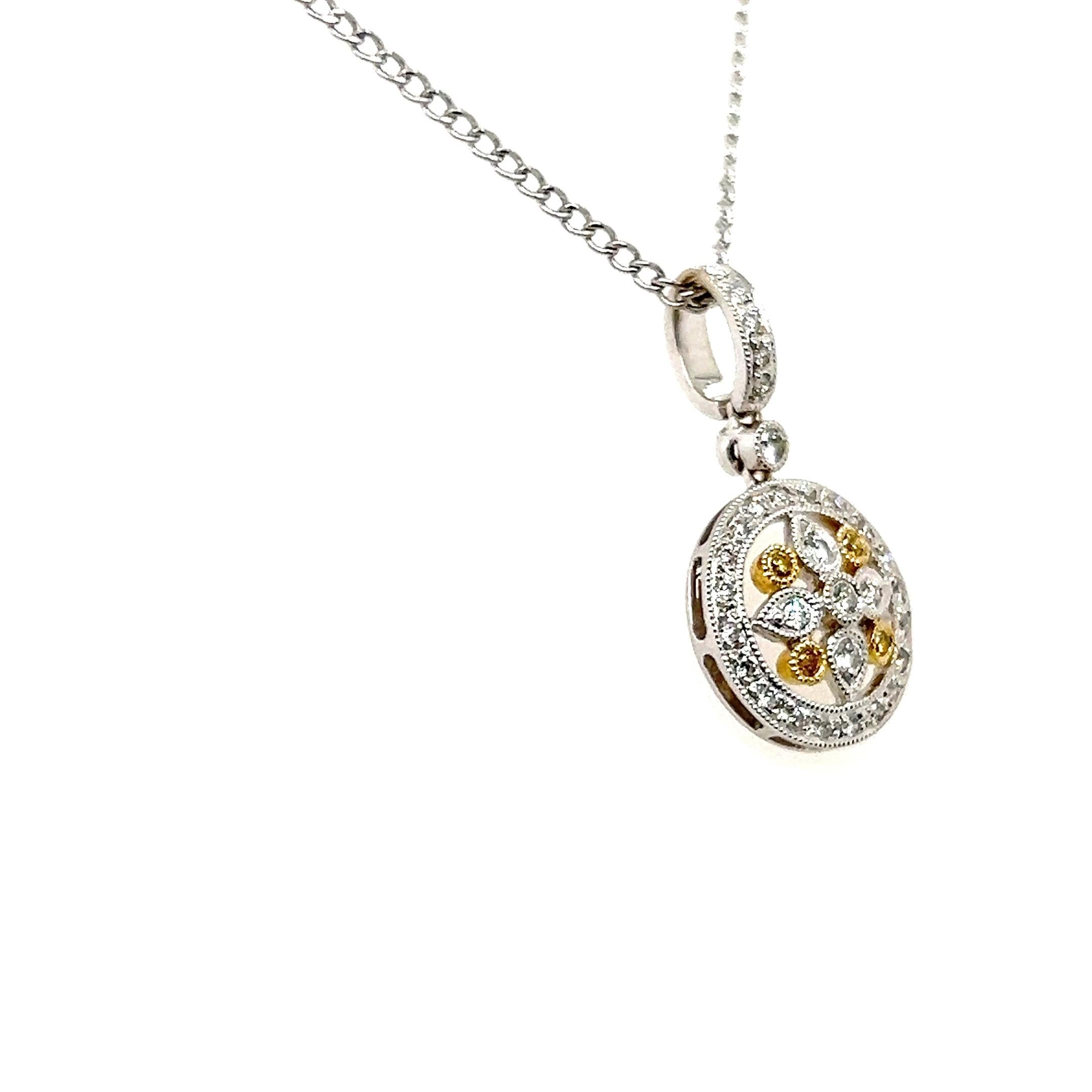 Zeitgenössischer Cluster-Anhänger mit gelben Diamanten aus 18k Gelb- und Weißgold im Angebot 2