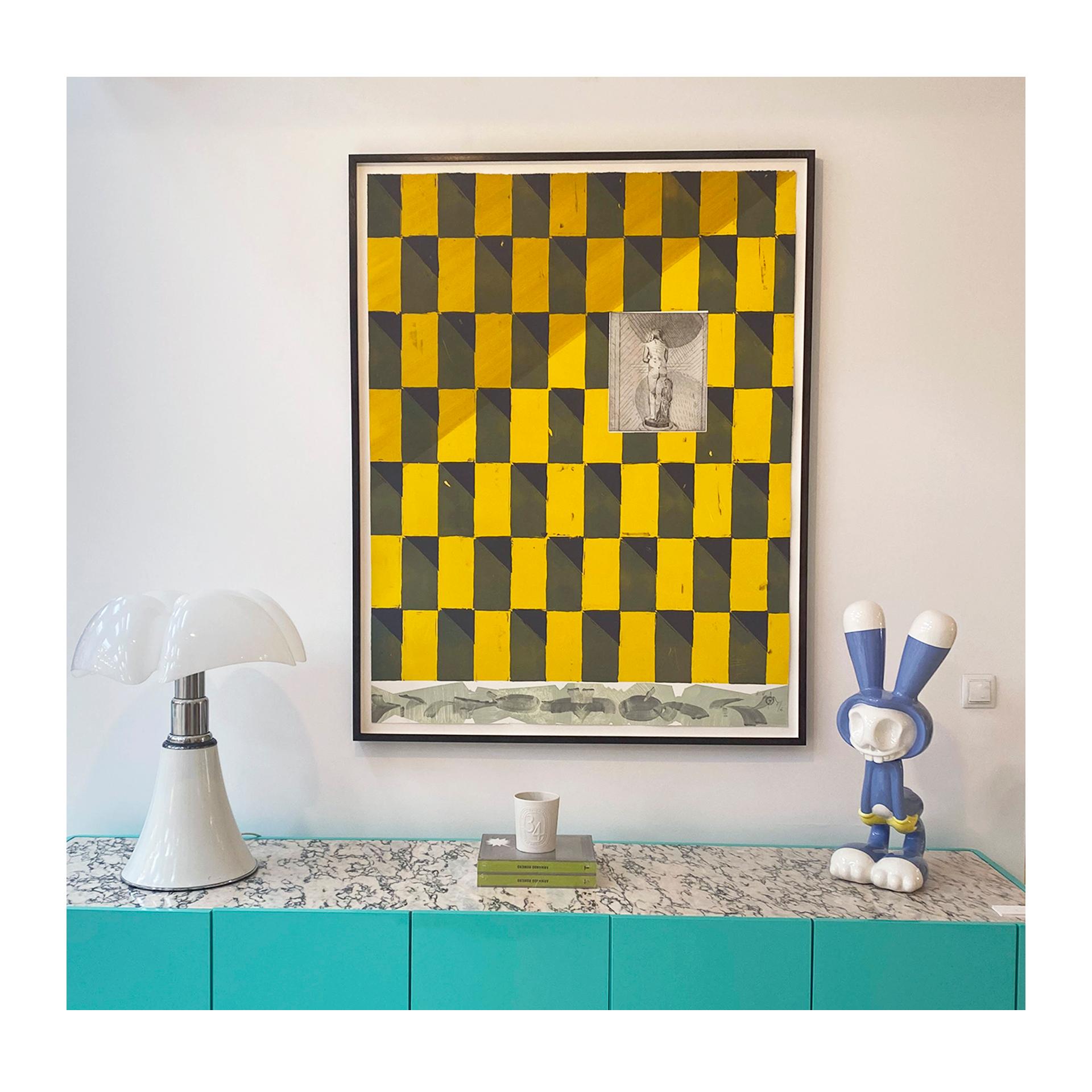 Obra de Arte Contemporáneo Geométrico Amarillo de Miki Leal 