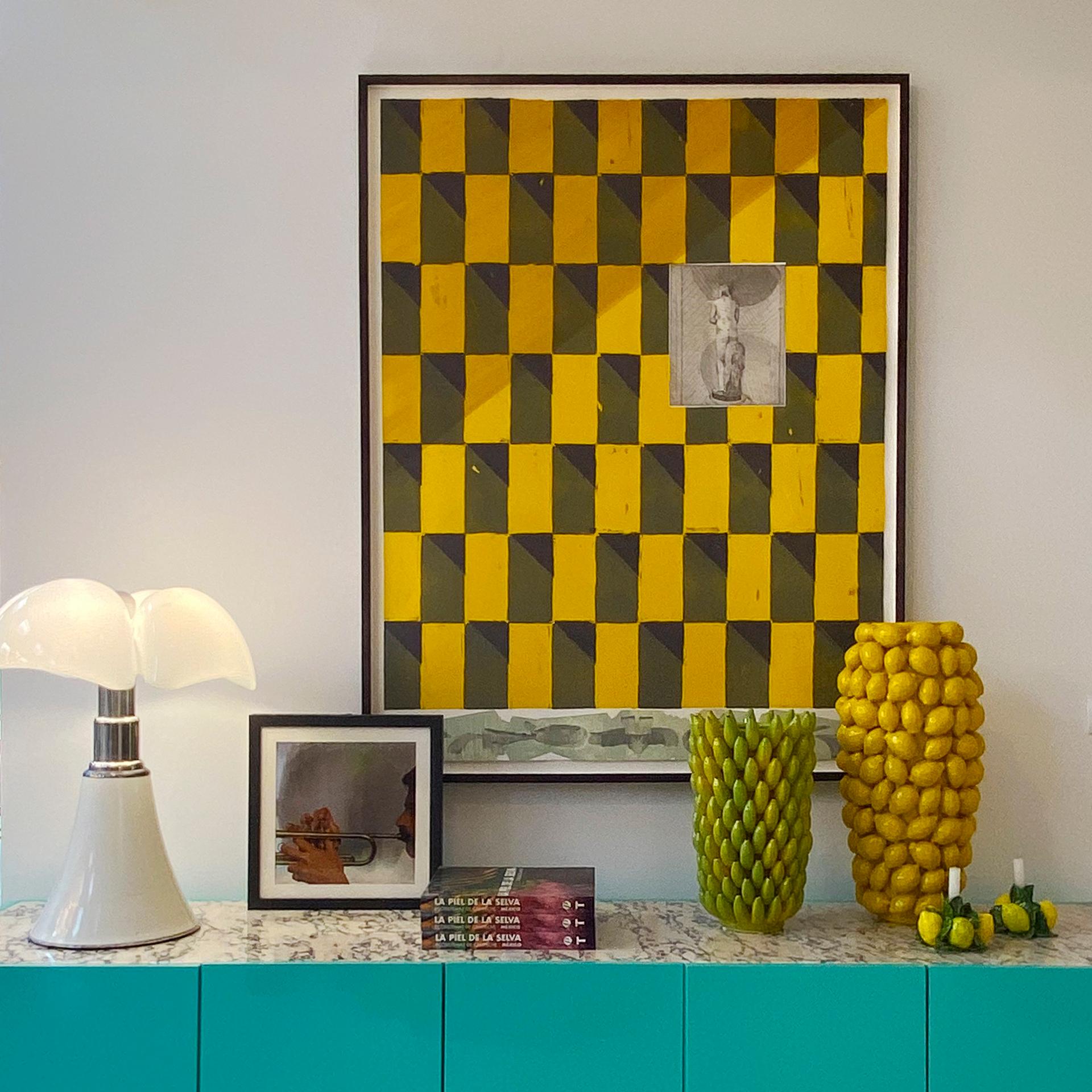 Contemporary Yellow Geometric Artwork by Miki Leal 