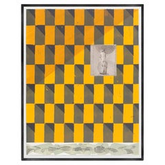 Œuvre d'art géométrique contemporaine jaune de Miki Leal "Geométrico Romano VI"