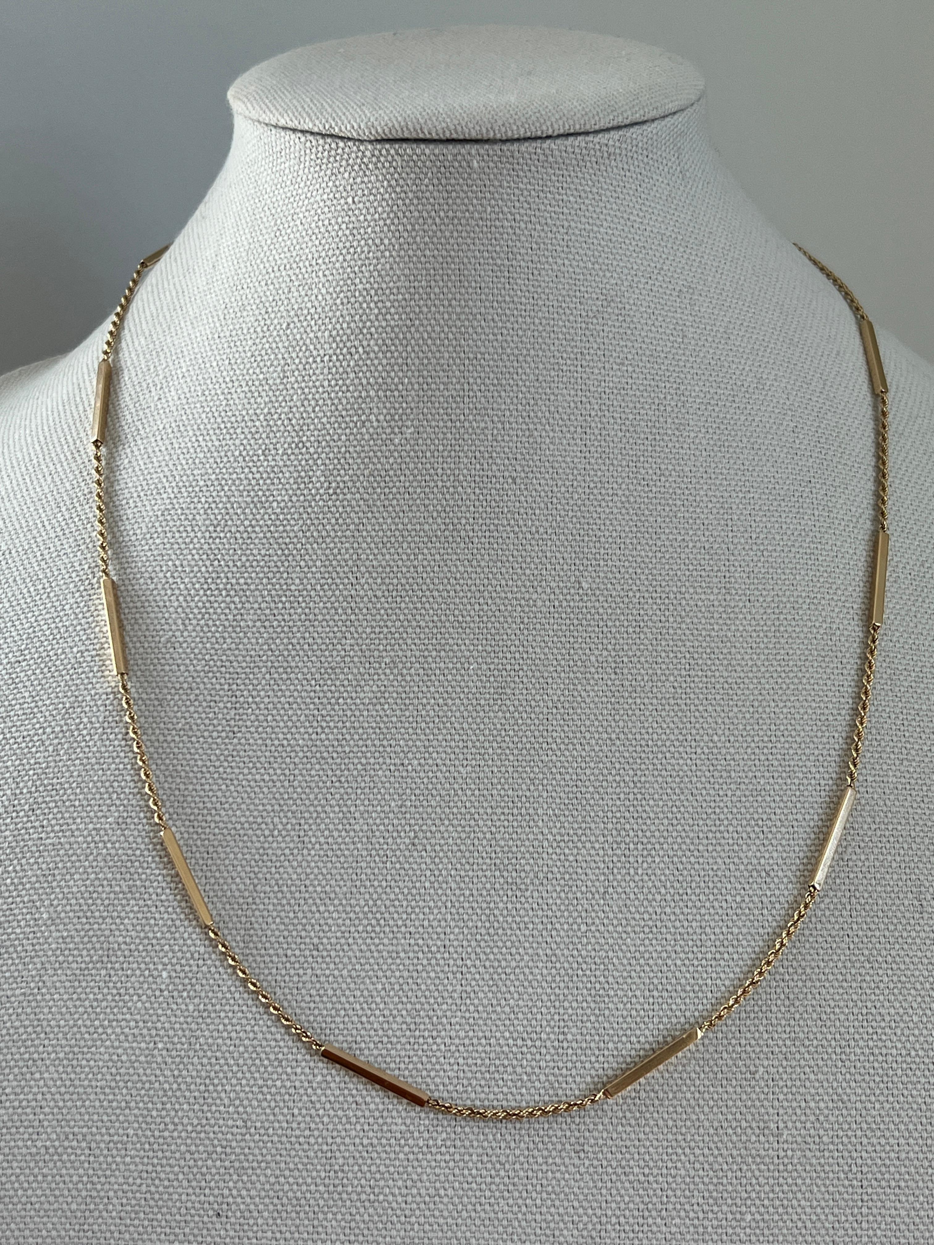 Contemporary Gelbgold Bar Link und Seilkette Halskette (Zeitgenössisch)