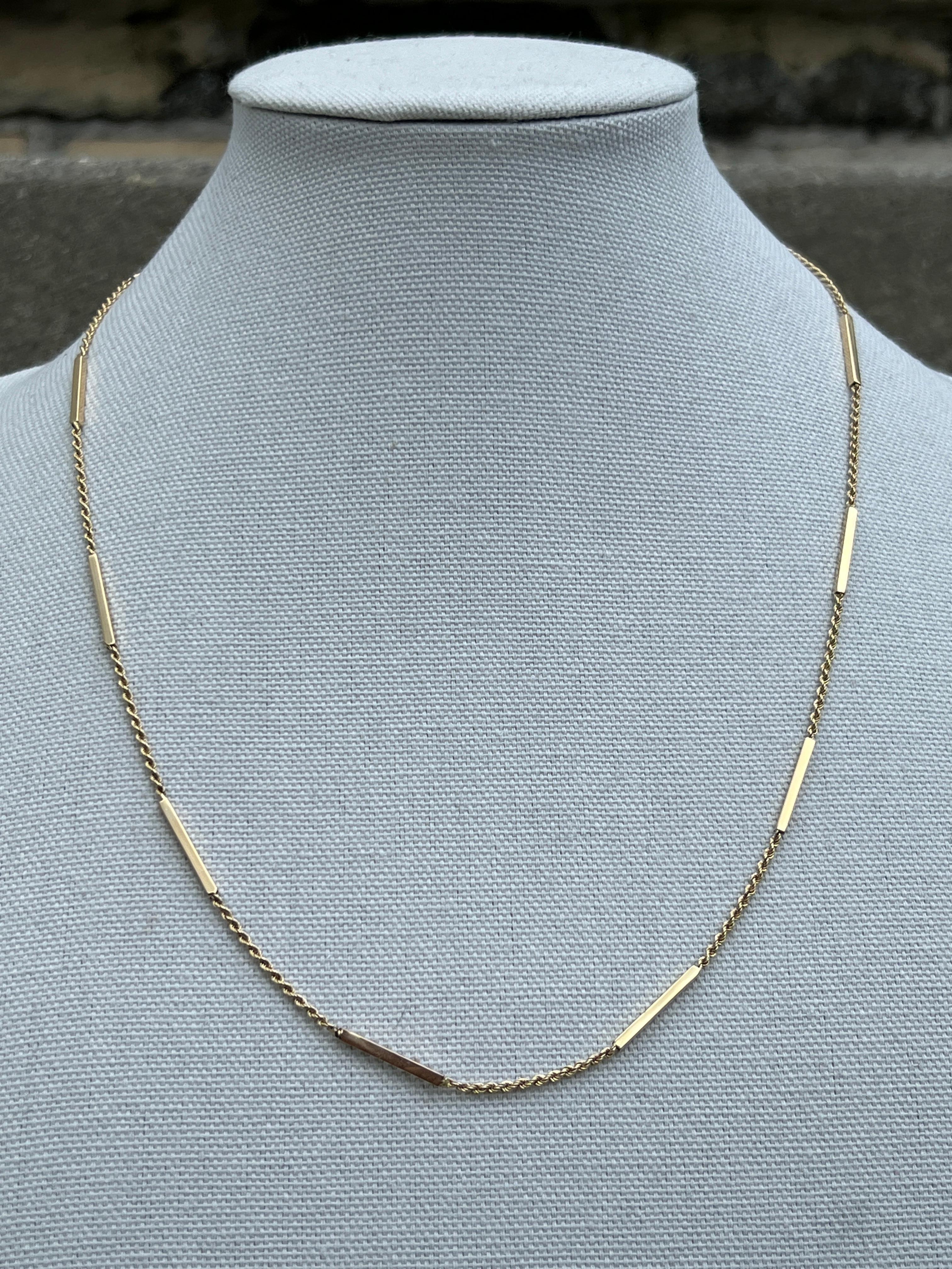 Contemporary Gelbgold Bar Link und Seilkette Halskette 1