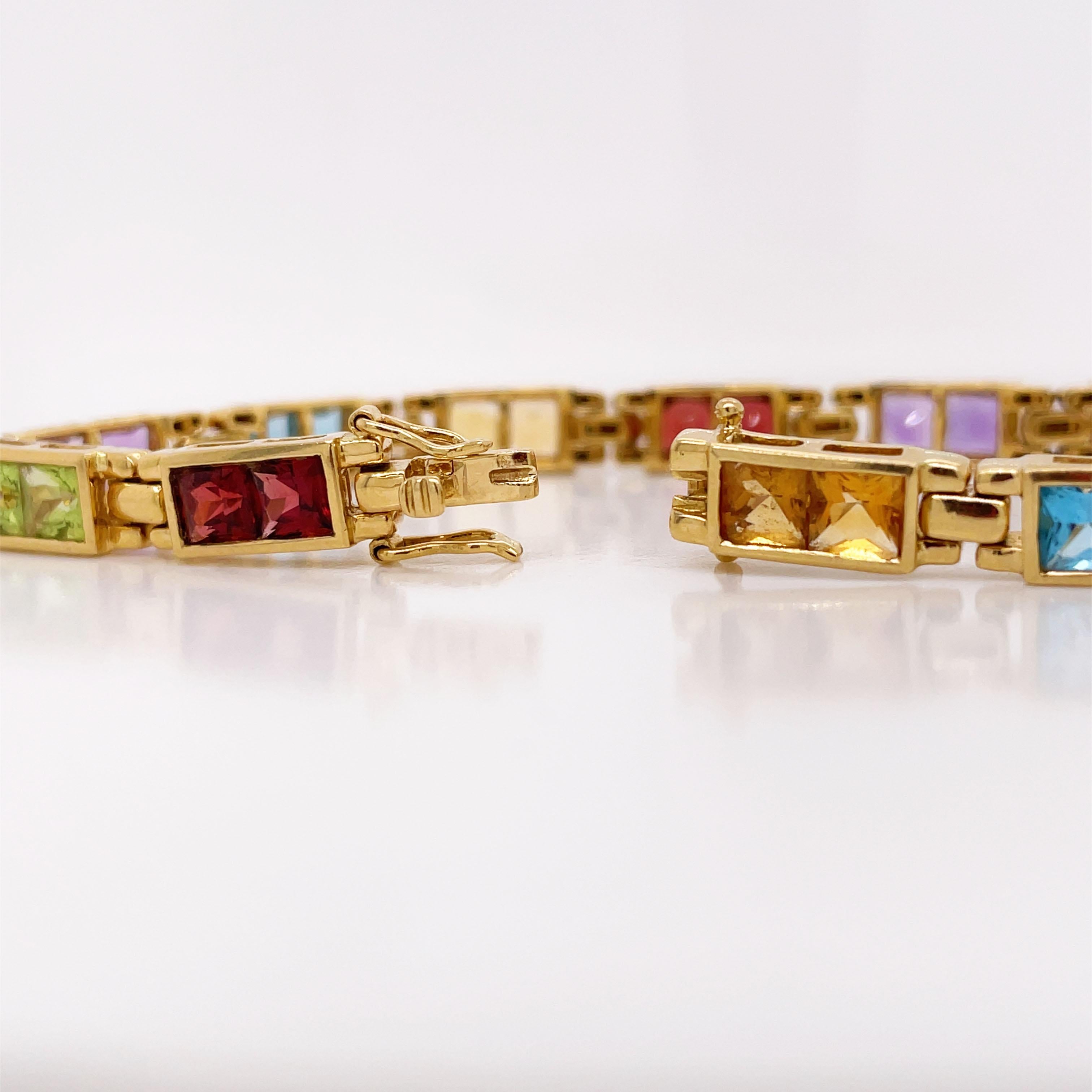 Women's Contemporary Yellow Gold Multi-Stone Line Bracelet For Sale
