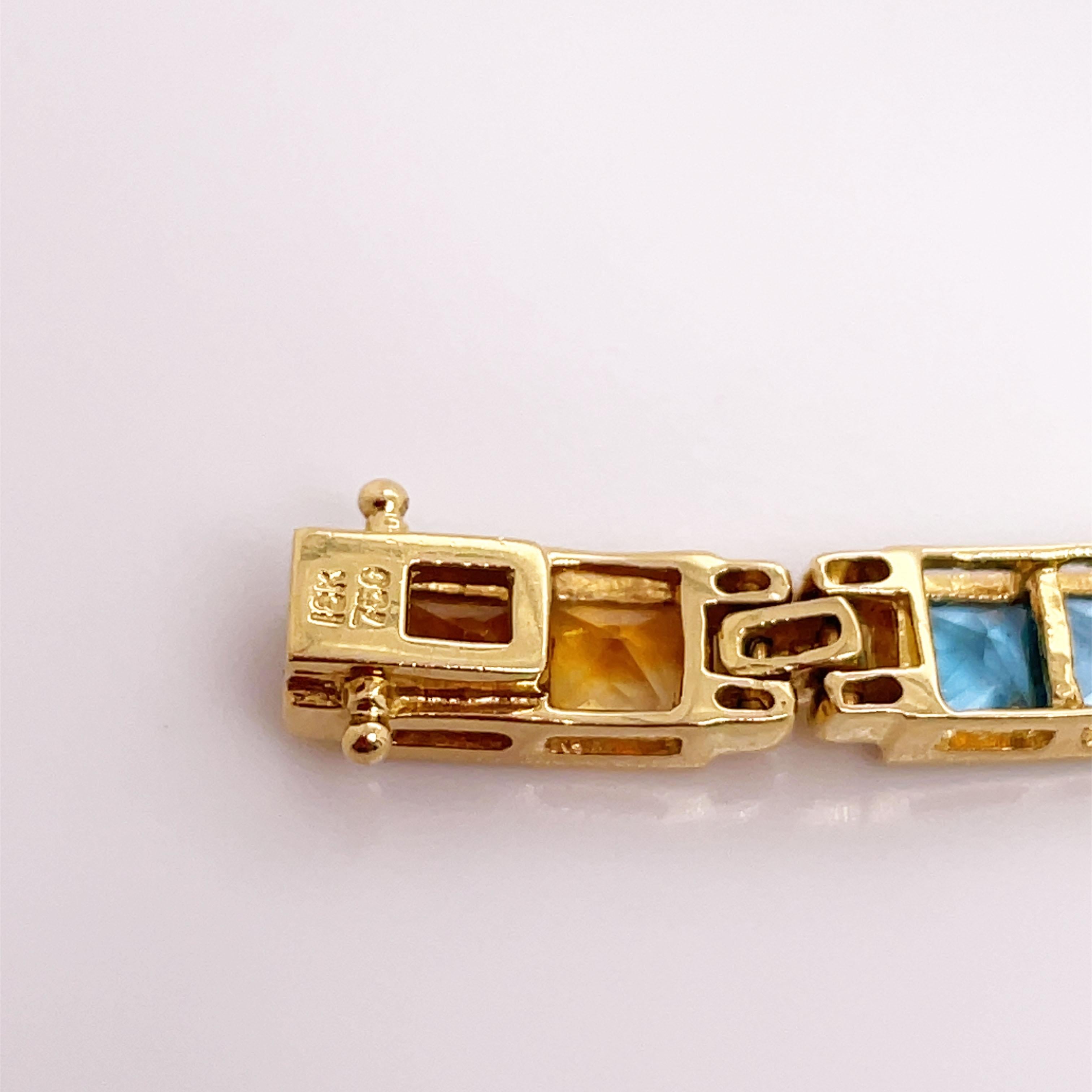 Zeitgenössisches Gelbgold-Armband mit mehreren Steinen im Angebot 3