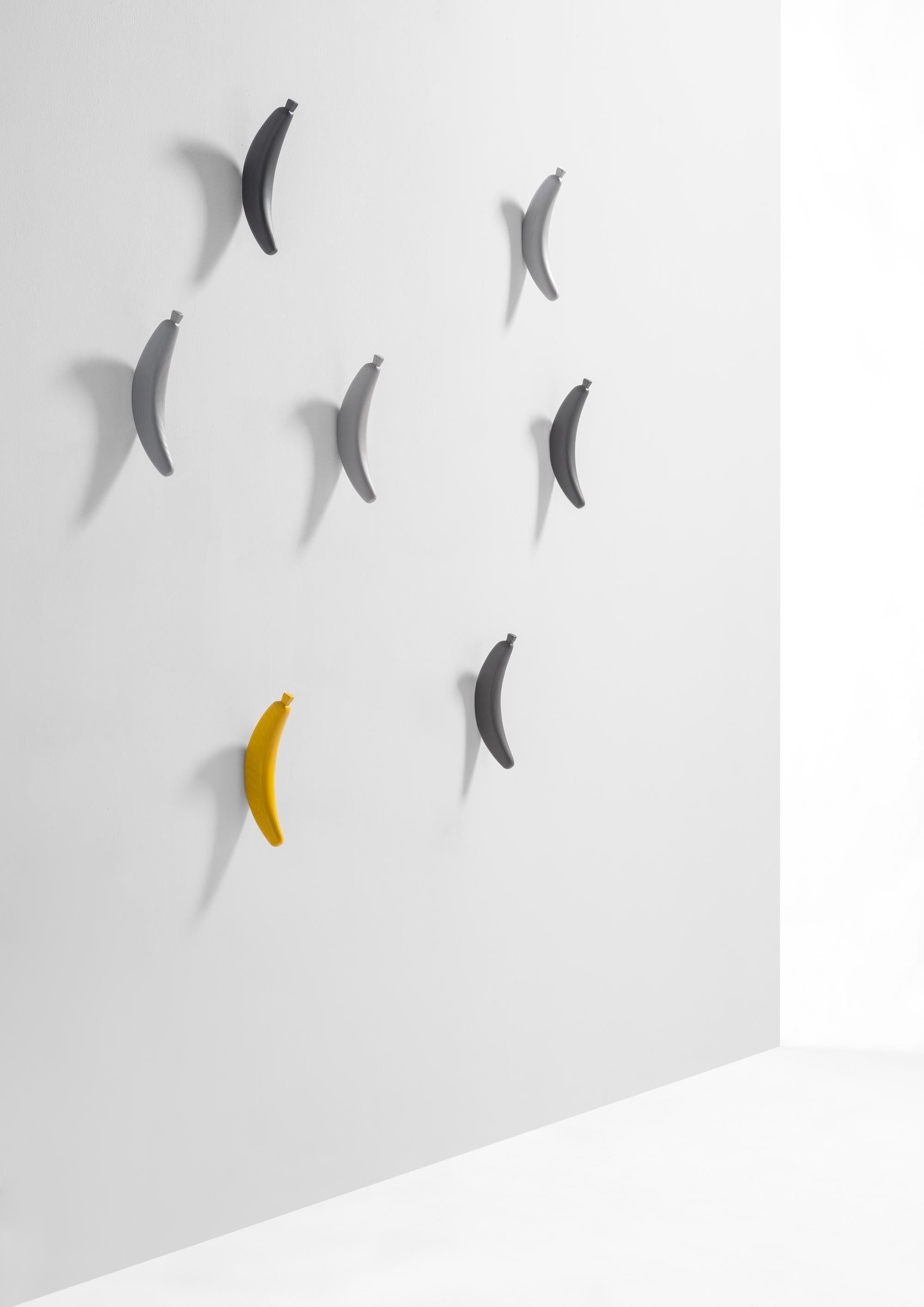 Contemporary Yellow Grey  Wooden Banana Coat Hangers / Hooks by Jaime Hayon In New Condition For Sale In Barcelona, ES