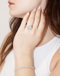 Contemporary Yellow & Pave White Diamond Ring 18ct White Gold