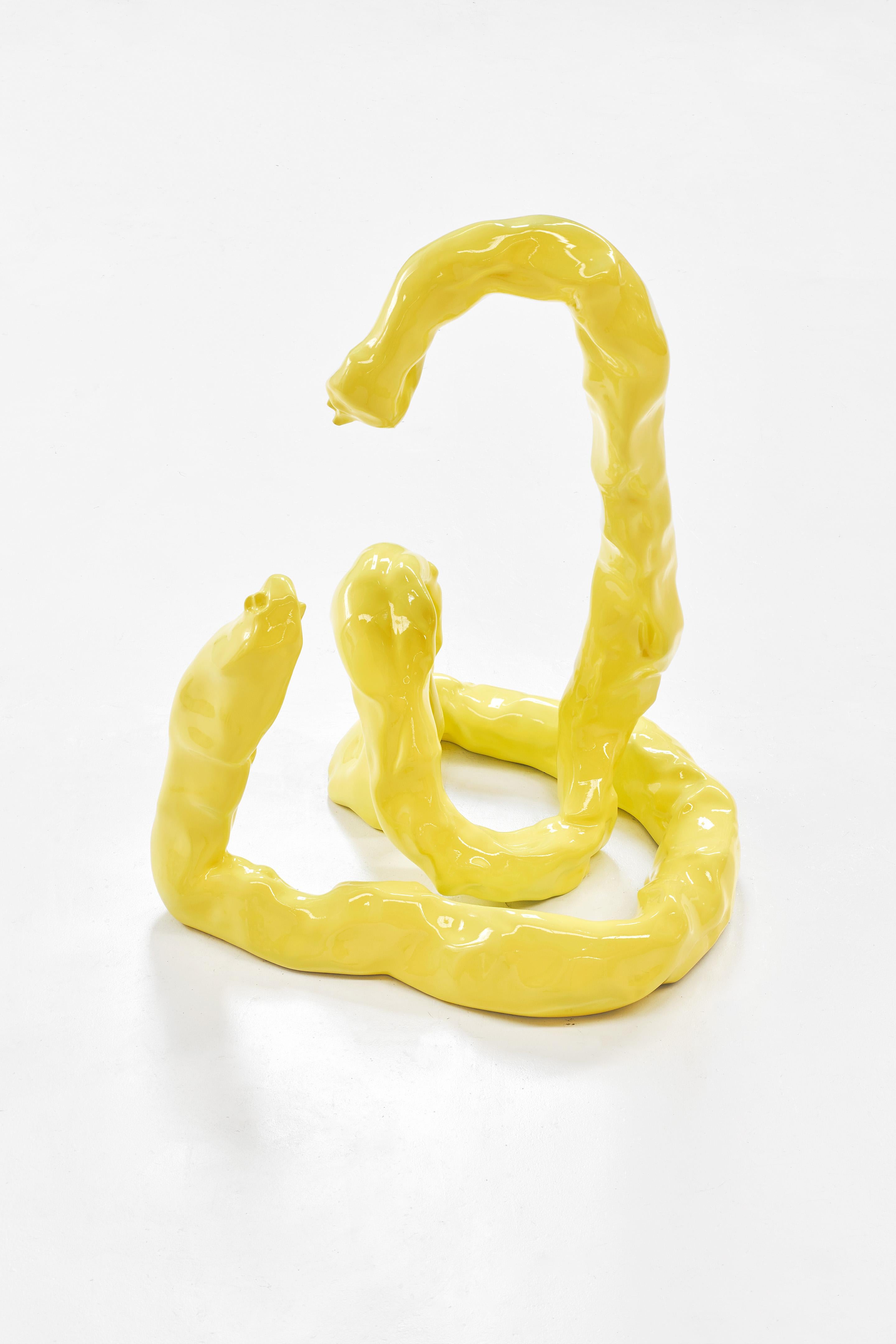 CNC Milled EVA Foam, covered in 4 layers of car paint in bright yellow. By Barcelona-based artist, architect and designer Guillermo Santoma.

Scan process. Reality as a material. Abstraction as a complex process of creating realities. Amorph in the
