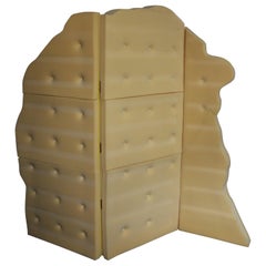 Contemporary Yellow Soft Folding Screen Screen Divider Foam on Wood