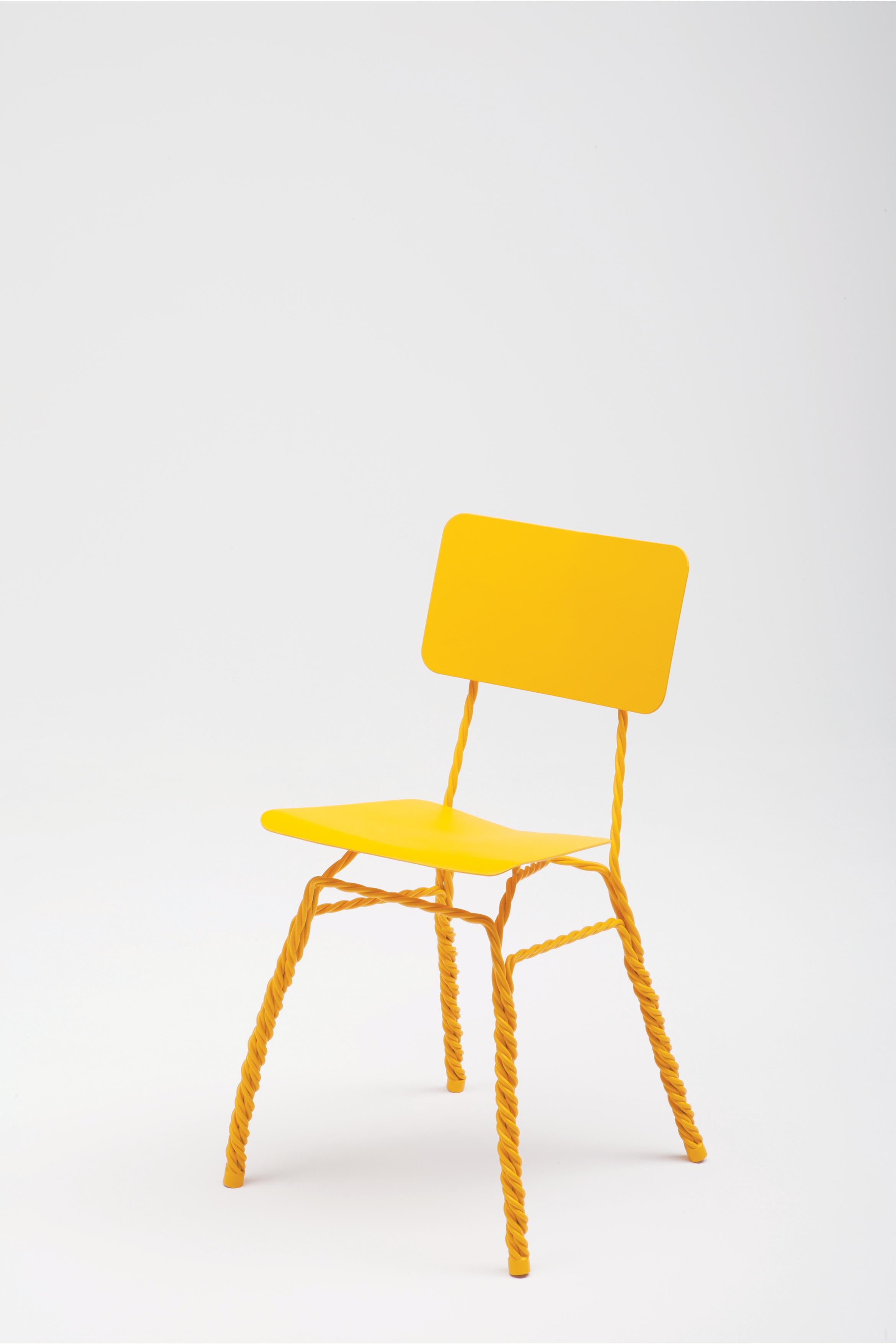 Contemporary Yellow Steel Twisted Dining Chair by by Ward Wijnant For Sale 6