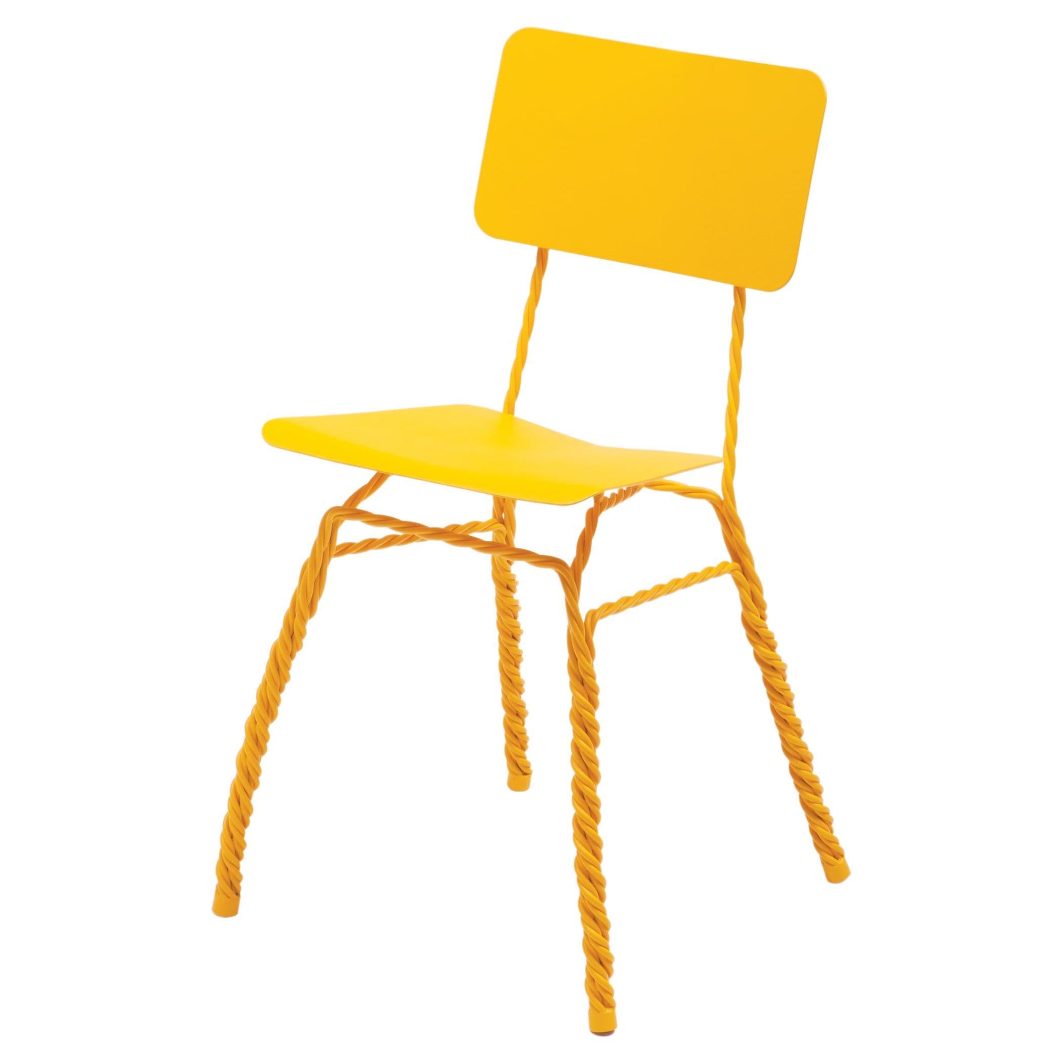 Contemporary Yellow Steel Twisted Dining Chair by by Ward Wijnant For Sale