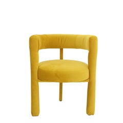Contemporary Yellow Velvet Armchair by IKB191, Spain, Modern Design