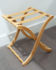 Contemporary Yellow Velvet Folding Table with Fine Rope Trim