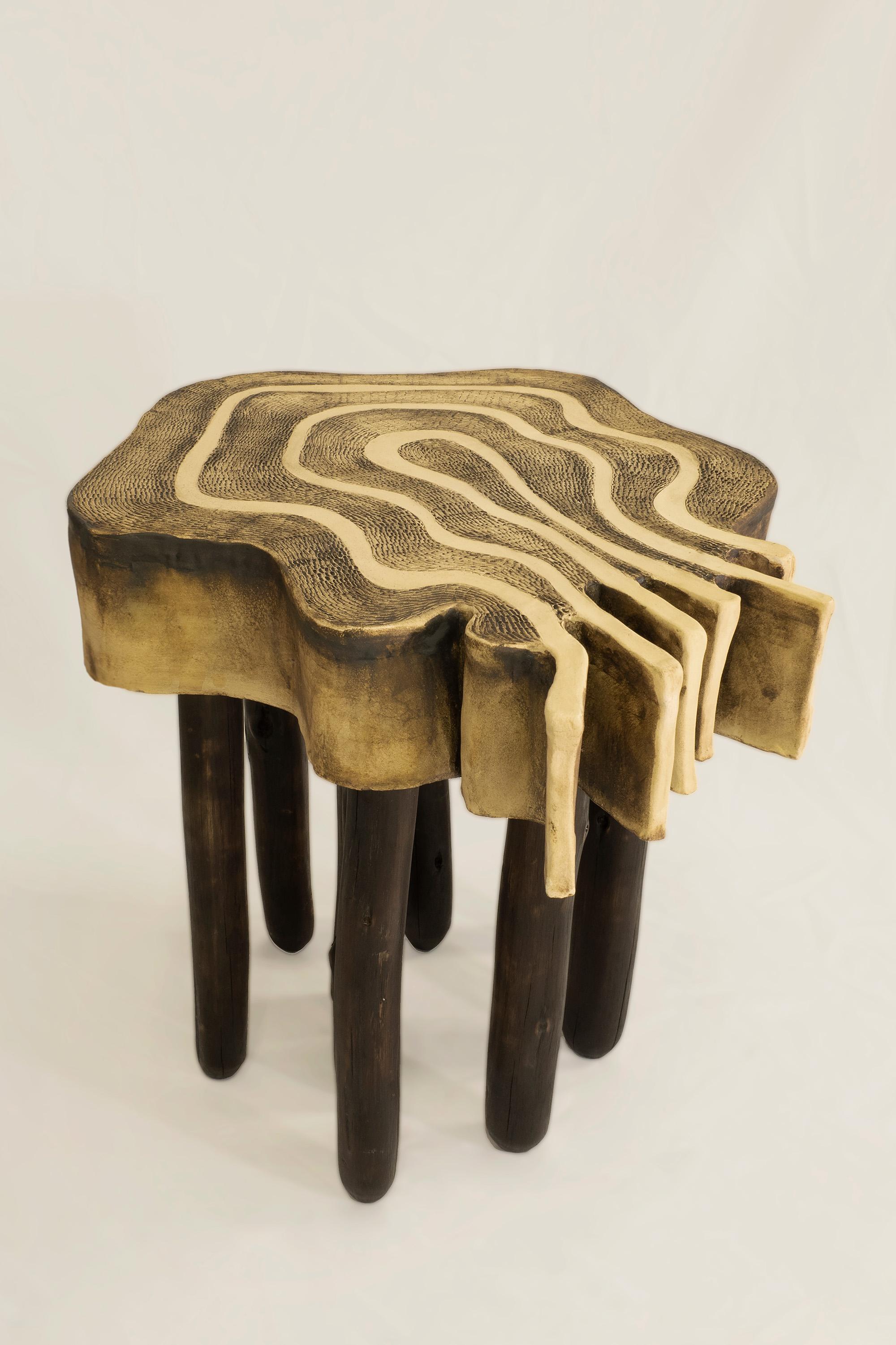 South African Contemporary yellow Vlam side table Handcrafted by Jan Ernst For Sale