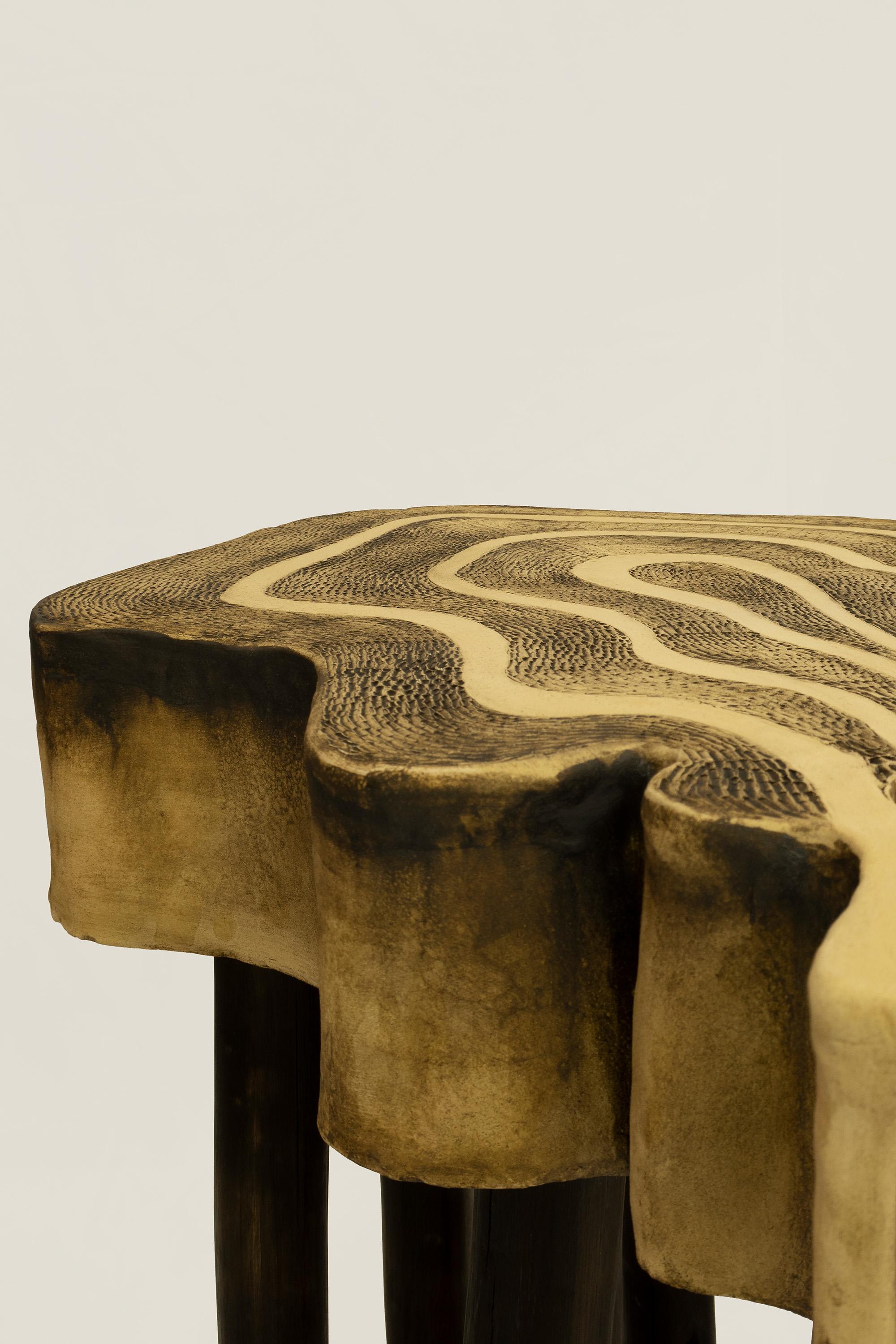 Hand-Crafted Contemporary yellow Vlam side table Handcrafted by Jan Ernst For Sale