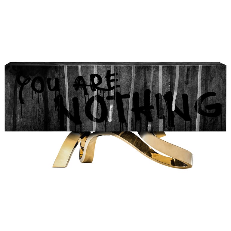 Contemporary You Are Nothing Sideboard, Black, Brass, Copper For Sale