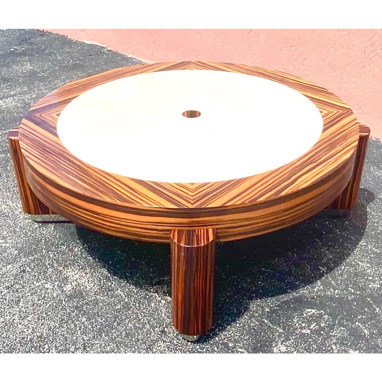 20th Century Contemporary Zebra Wood and Shagreen Coffee Table