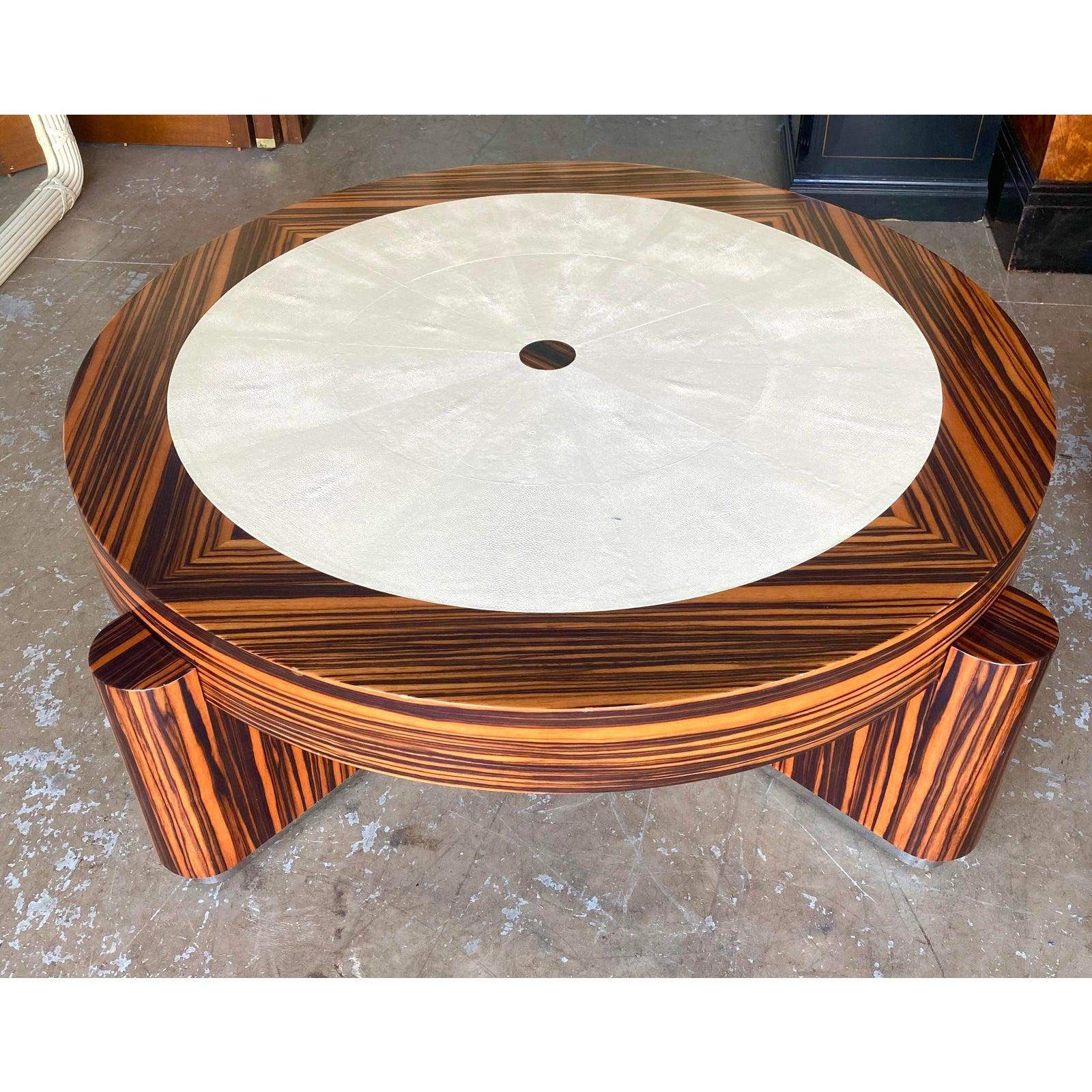 Contemporary Zebra Wood and Shagreen Coffee Table 1