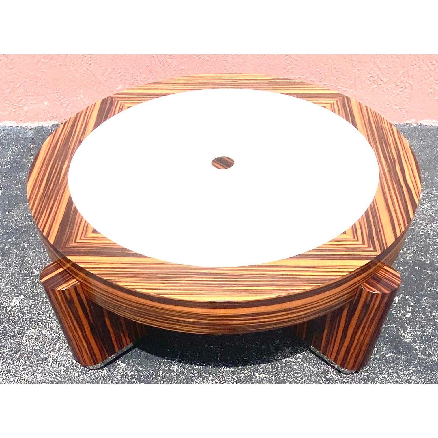 Contemporary Zebra Wood and Shagreen Coffee Table 2