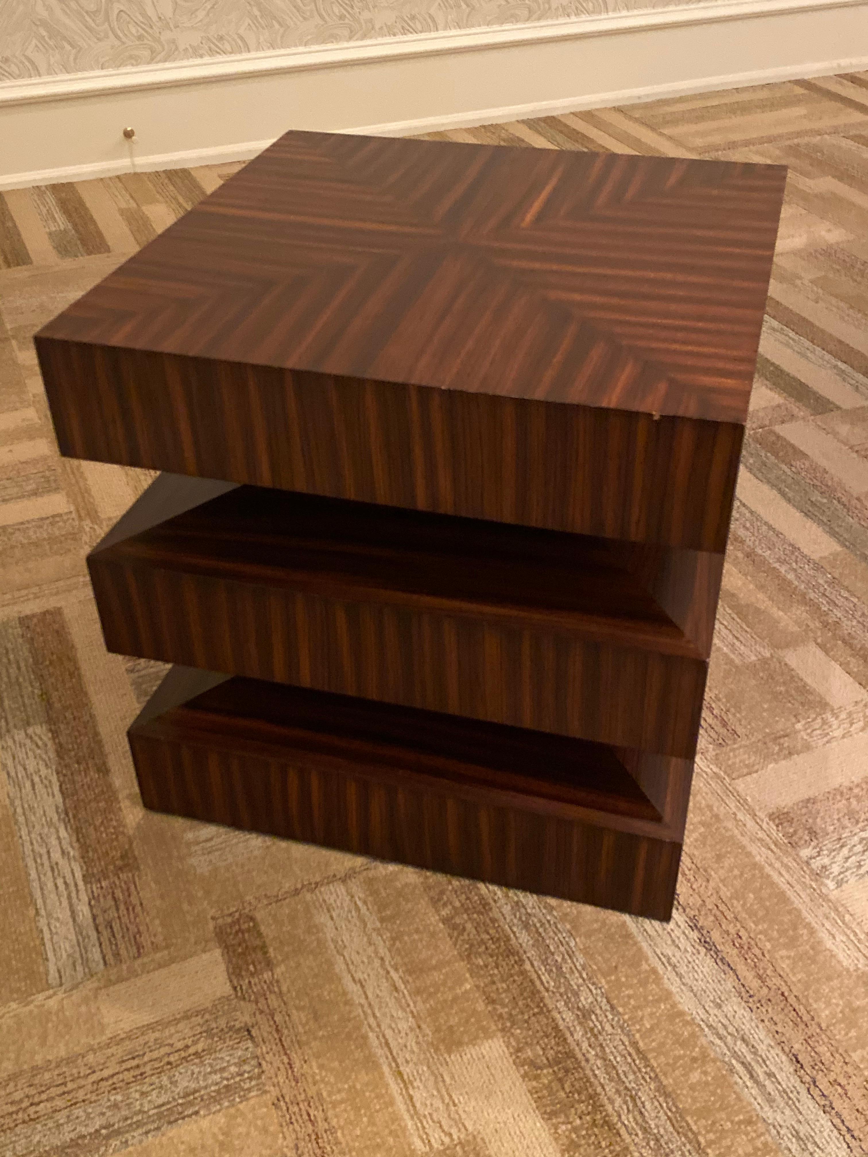 Contemporary Zebra Wood Side or End Table For Sale 3