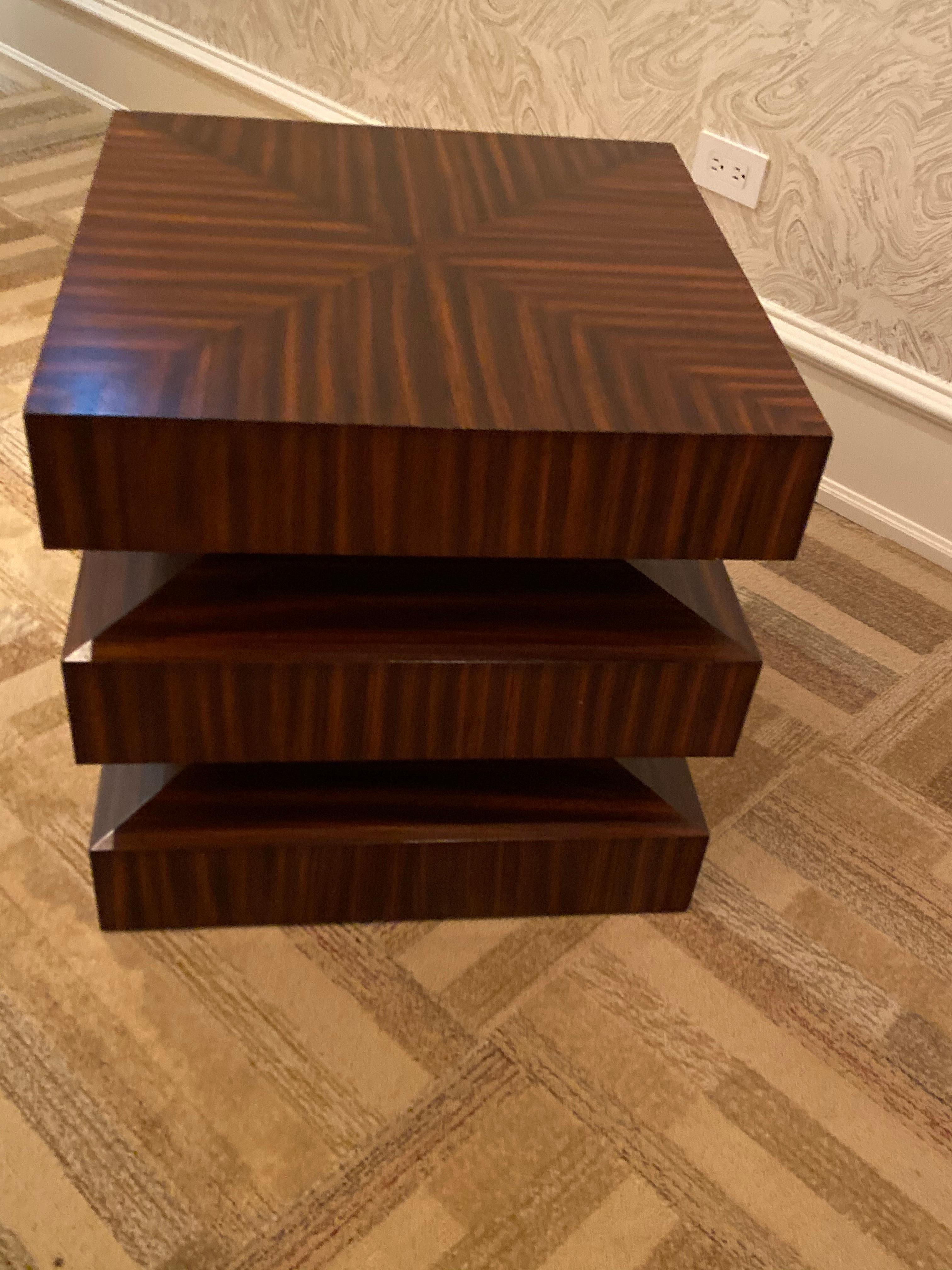 Contemporary Zebra Wood Side or End Table For Sale 4