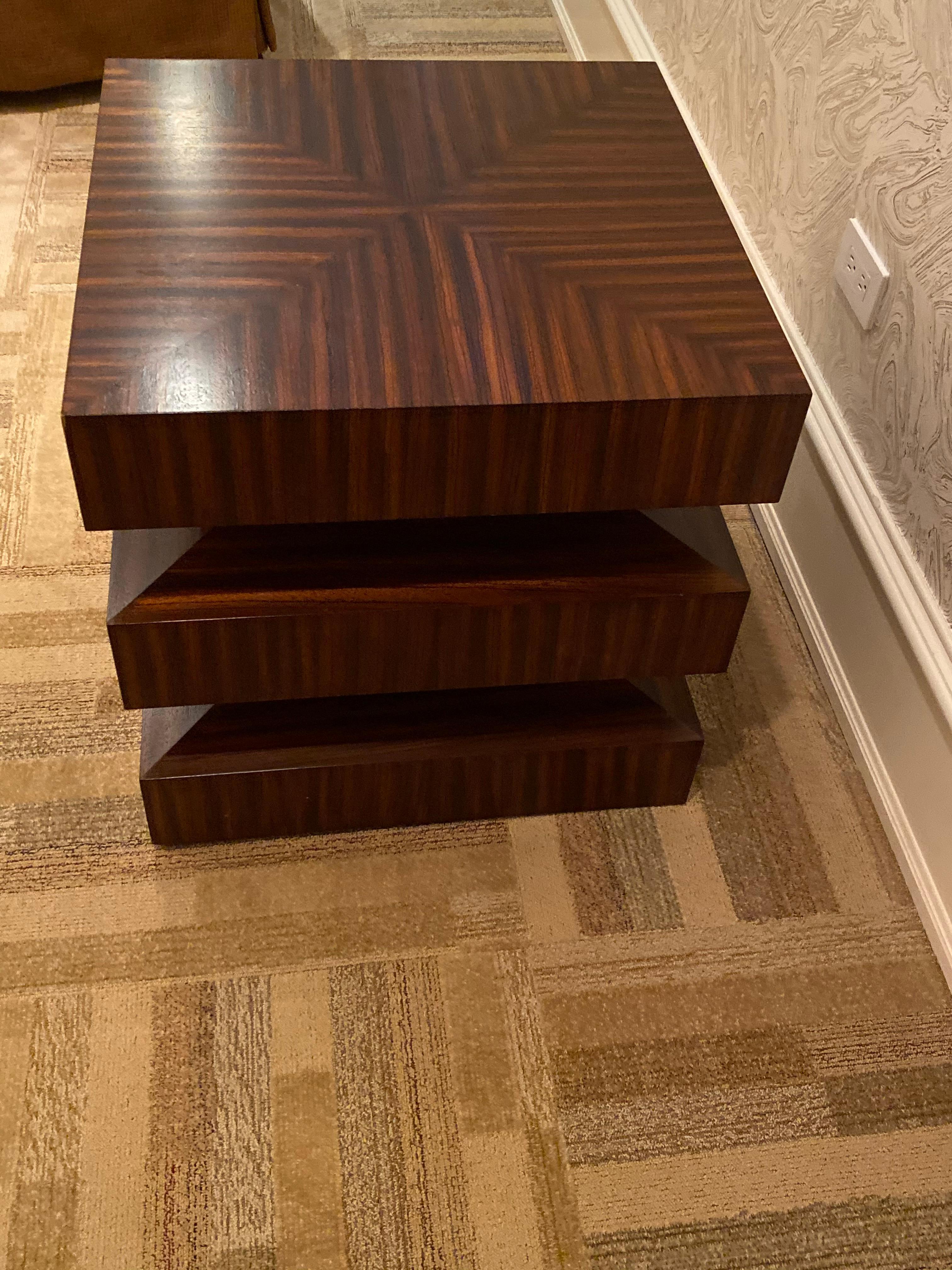 Contemporary Zebra Wood Side or End Table In Good Condition For Sale In Chicago, IL