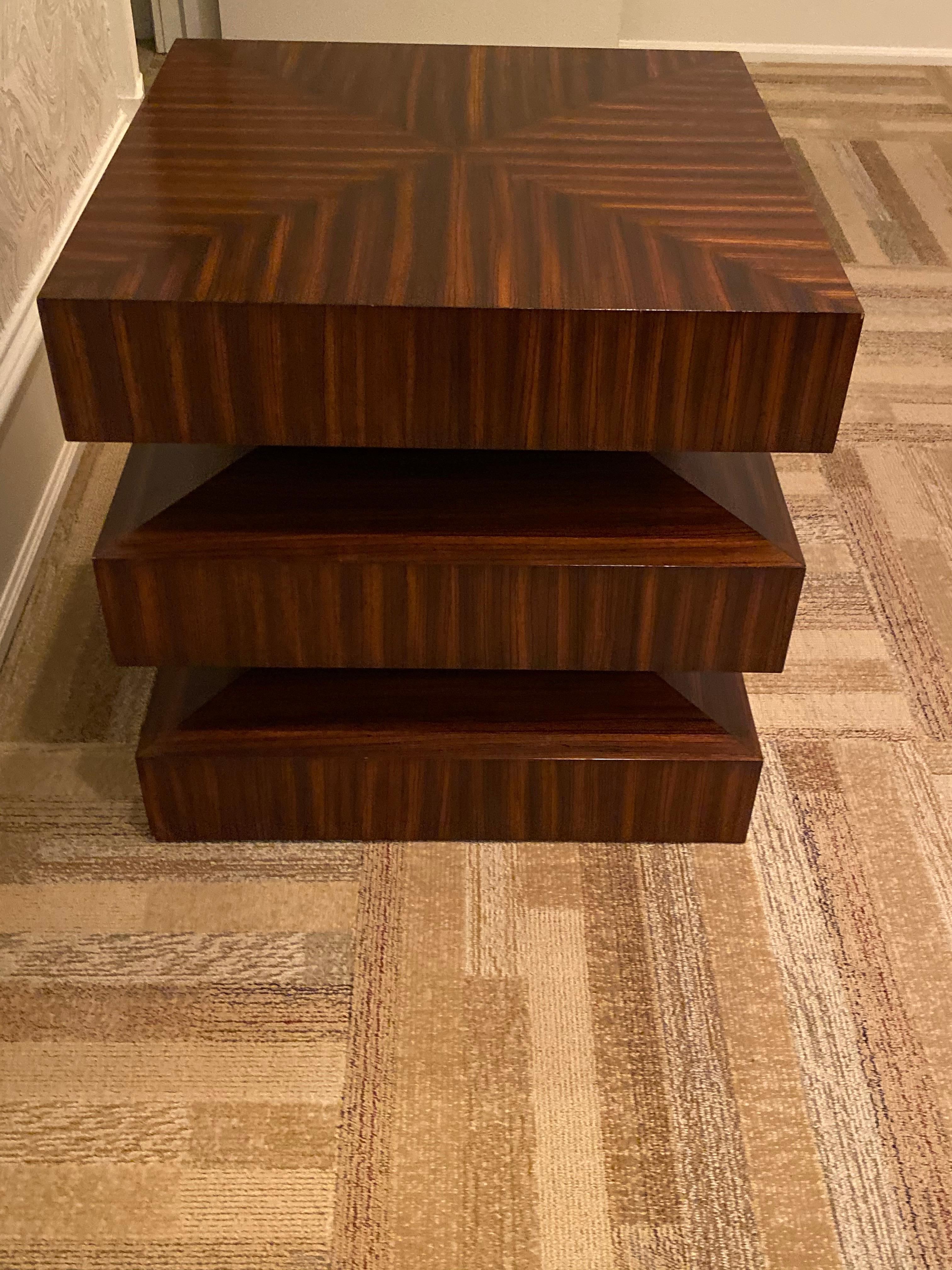 20th Century Contemporary Zebra Wood Side or End Table For Sale