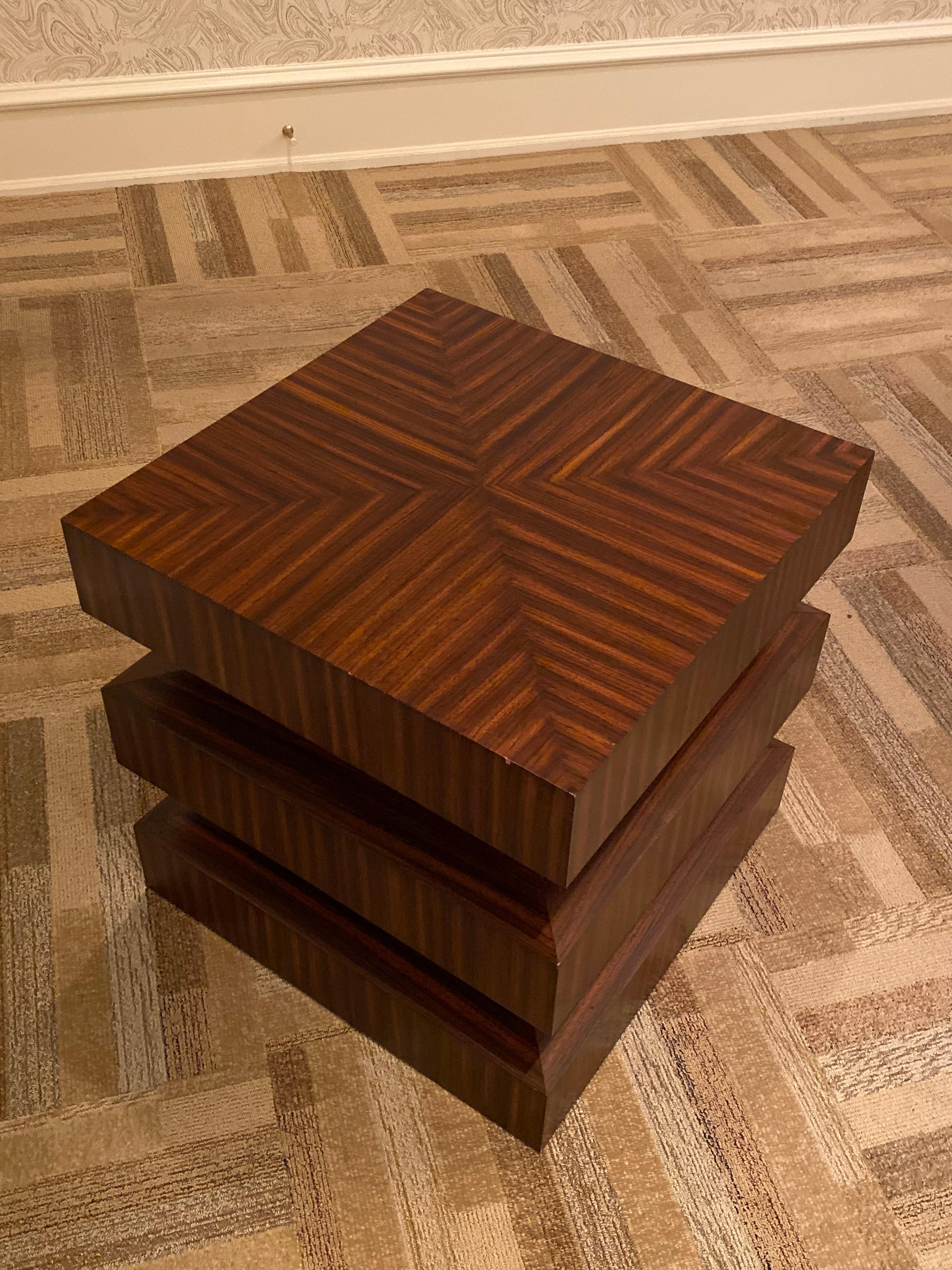 Contemporary Zebra Wood Side or End Table For Sale 1