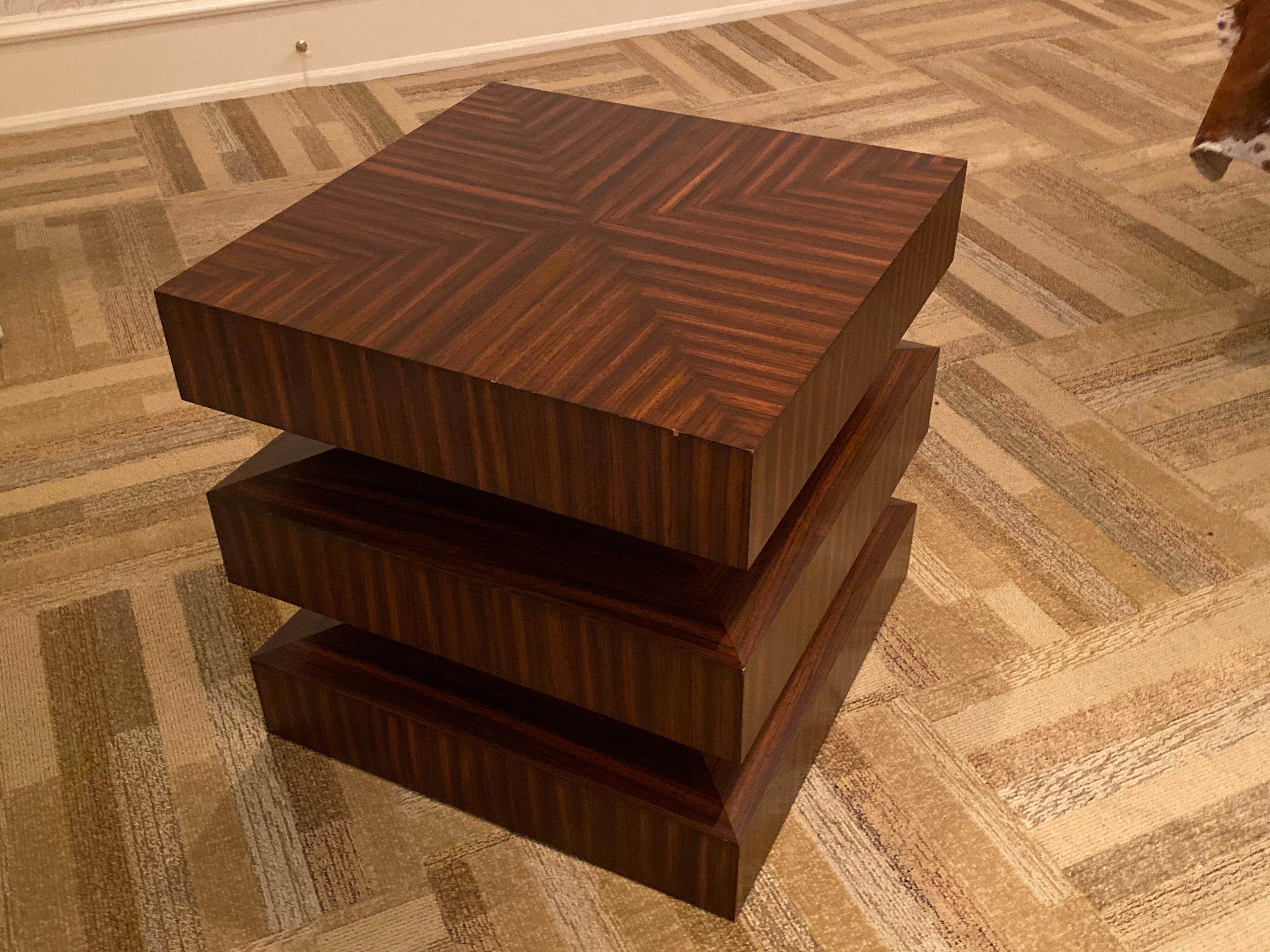 Contemporary Zebra Wood Side or End Table For Sale 2