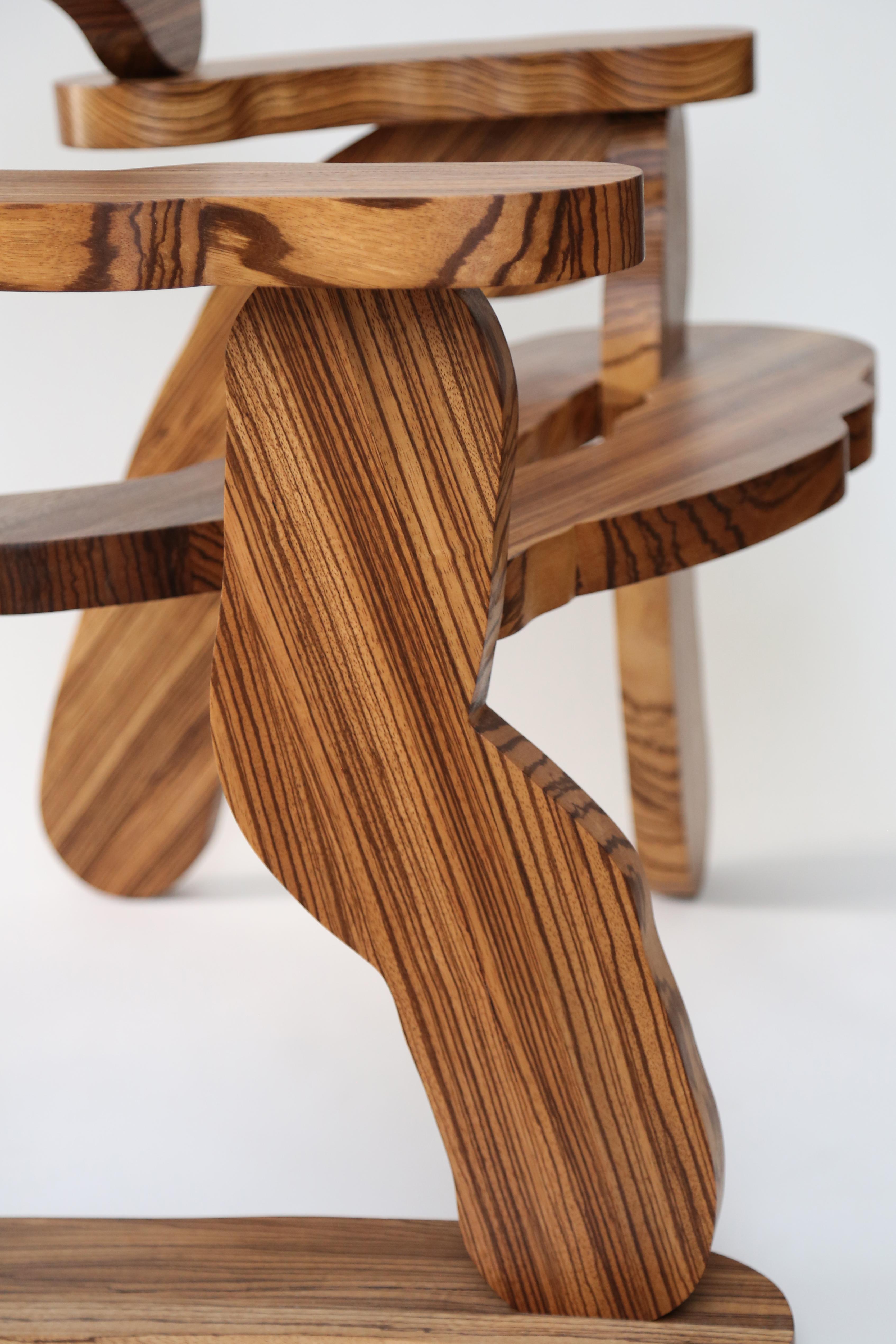 Zebra Wood Contemporary Zebrano Wood Armchair by Soft Baroque