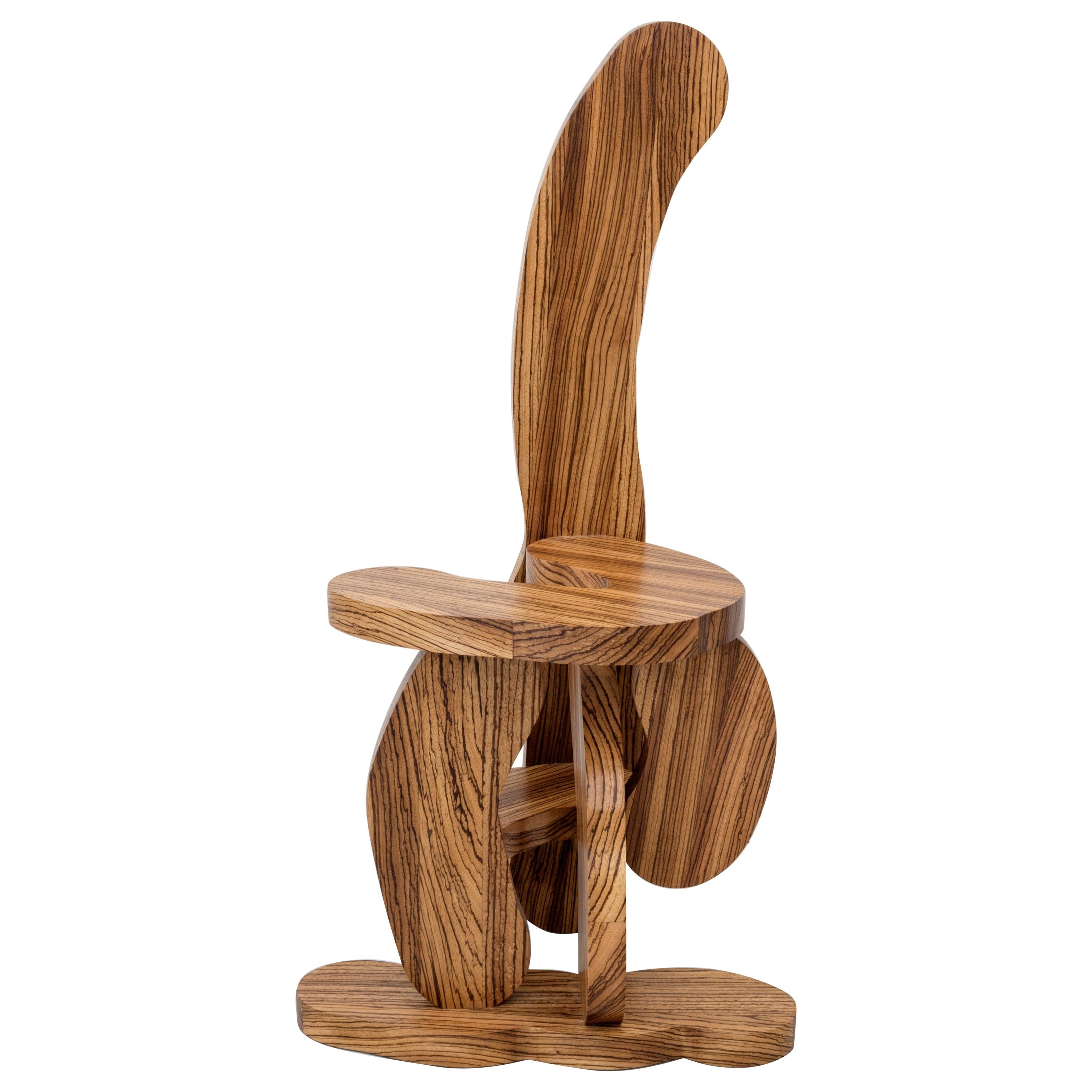 Contemporary Zebrano Wood Chair by Soft Baroque