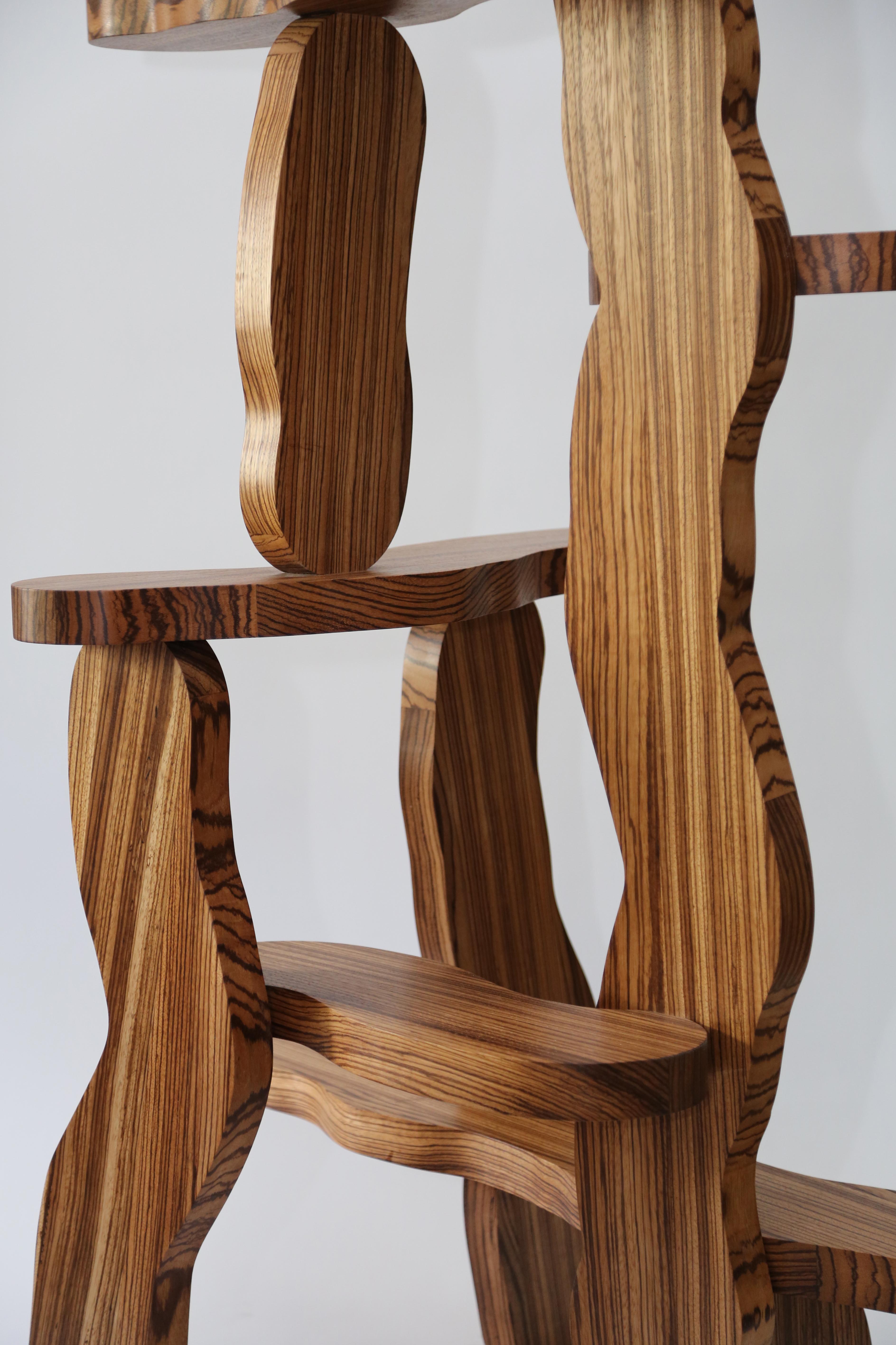 Zebra Wood Contemporary Zebrano Wood Shelf by Soft Baroque For Sale