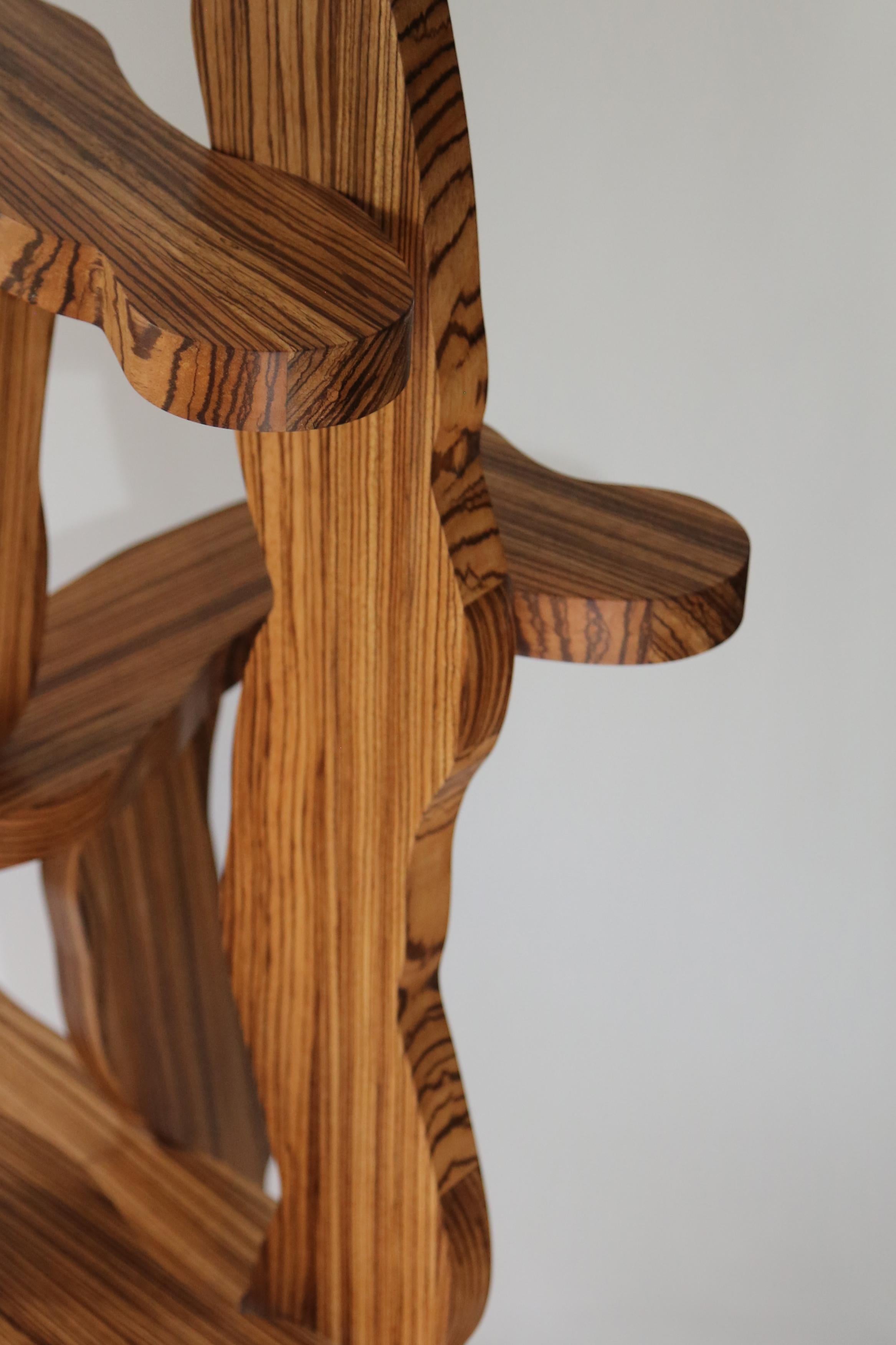Contemporary Zebrano Wood Shelf by Soft Baroque For Sale 1