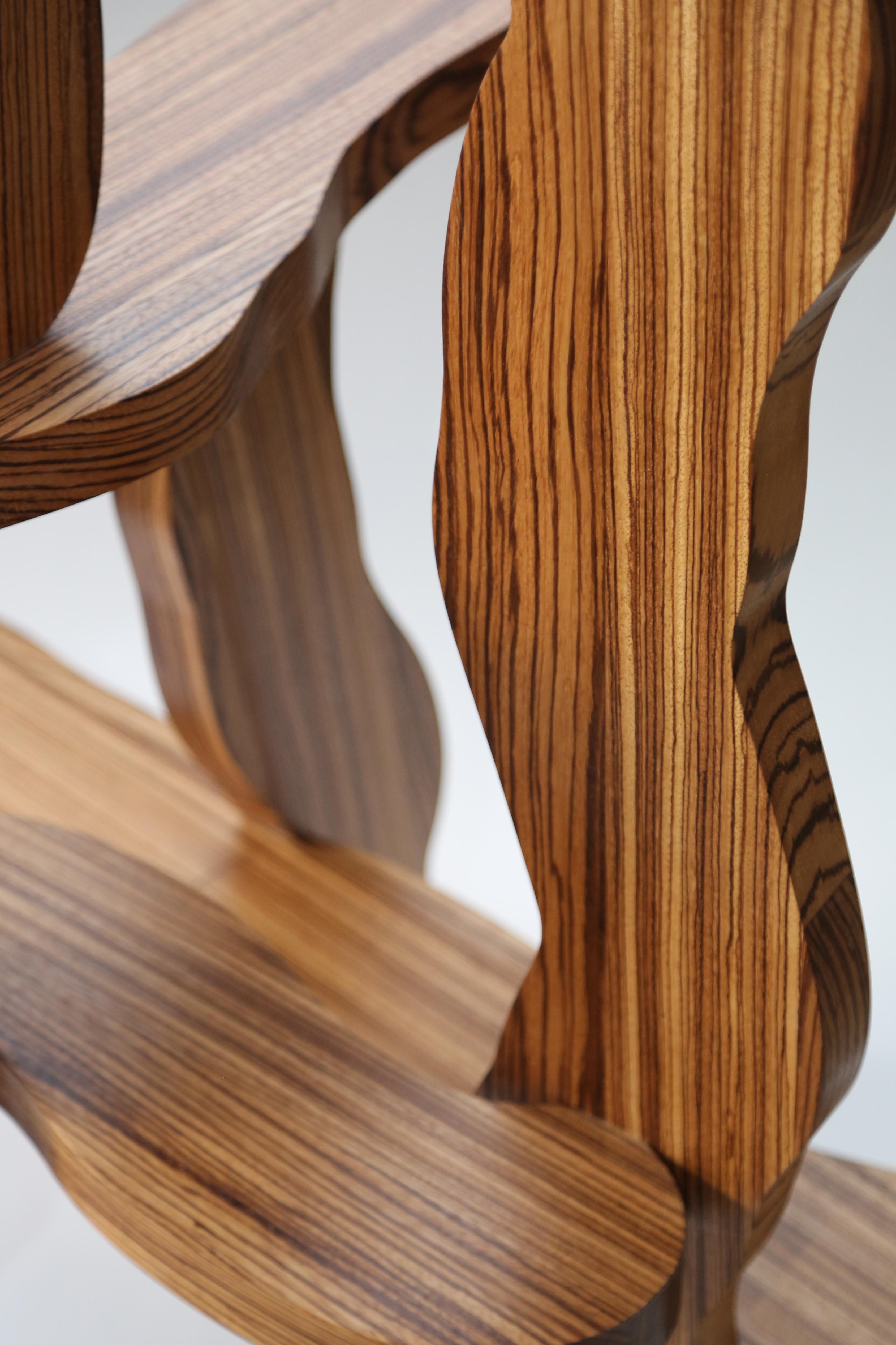 Contemporary Zebrano Wood Shelf by Soft Baroque For Sale 5