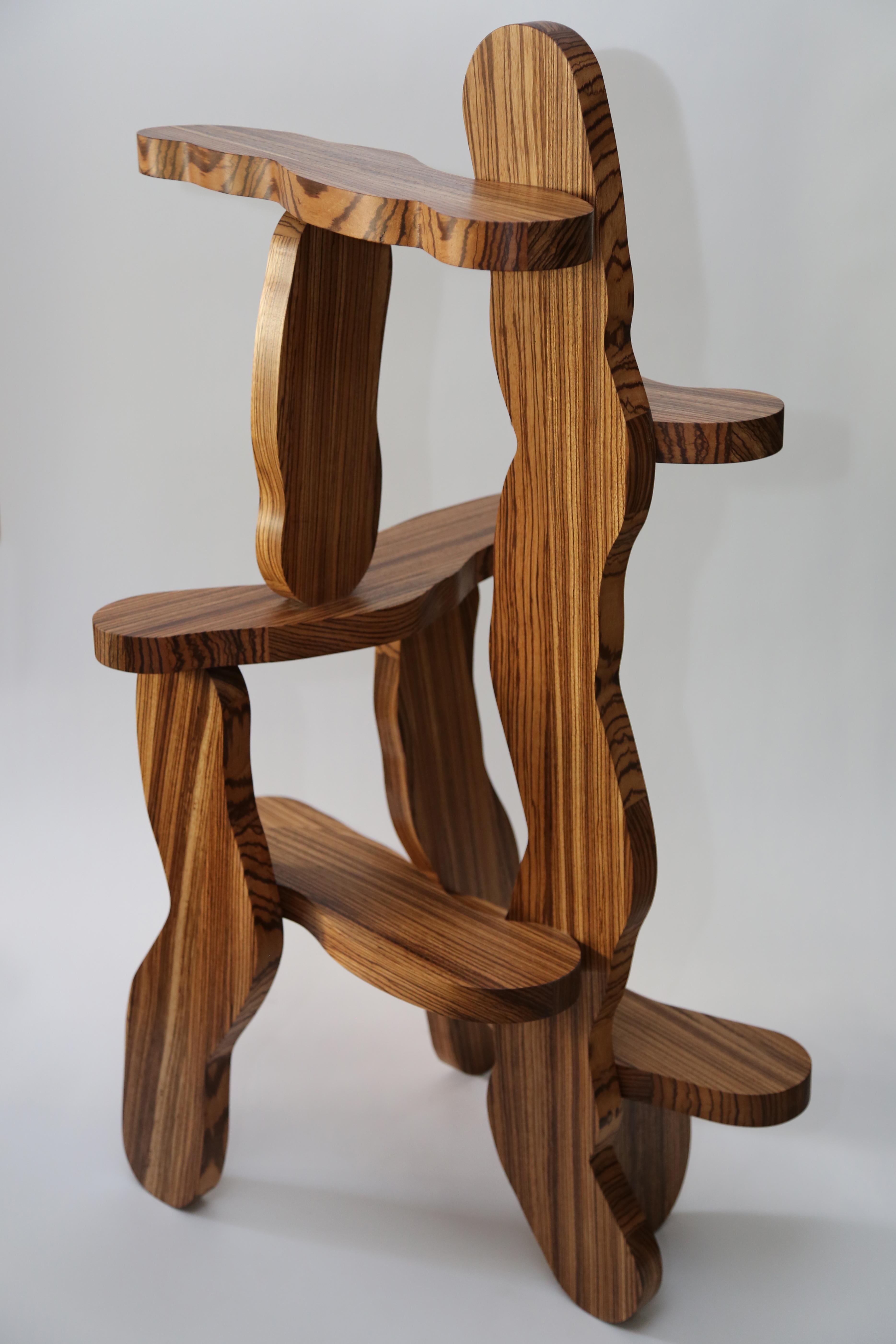 British Contemporary Zebrano Wood Shelf by Soft Baroque For Sale