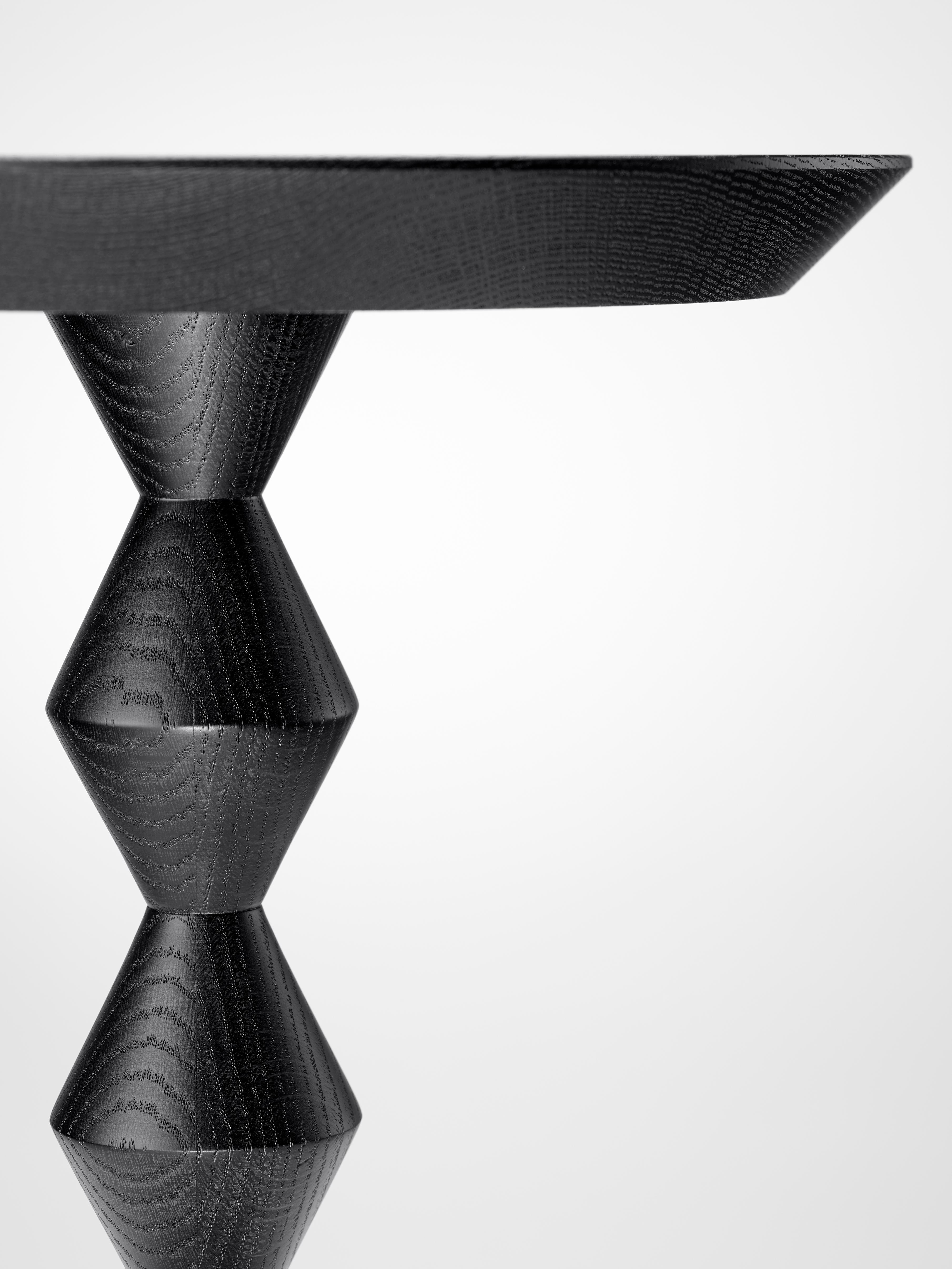 English Contemporary Zic-Zac Occasional Table in Oak or Walnut expertly lathe turned For Sale