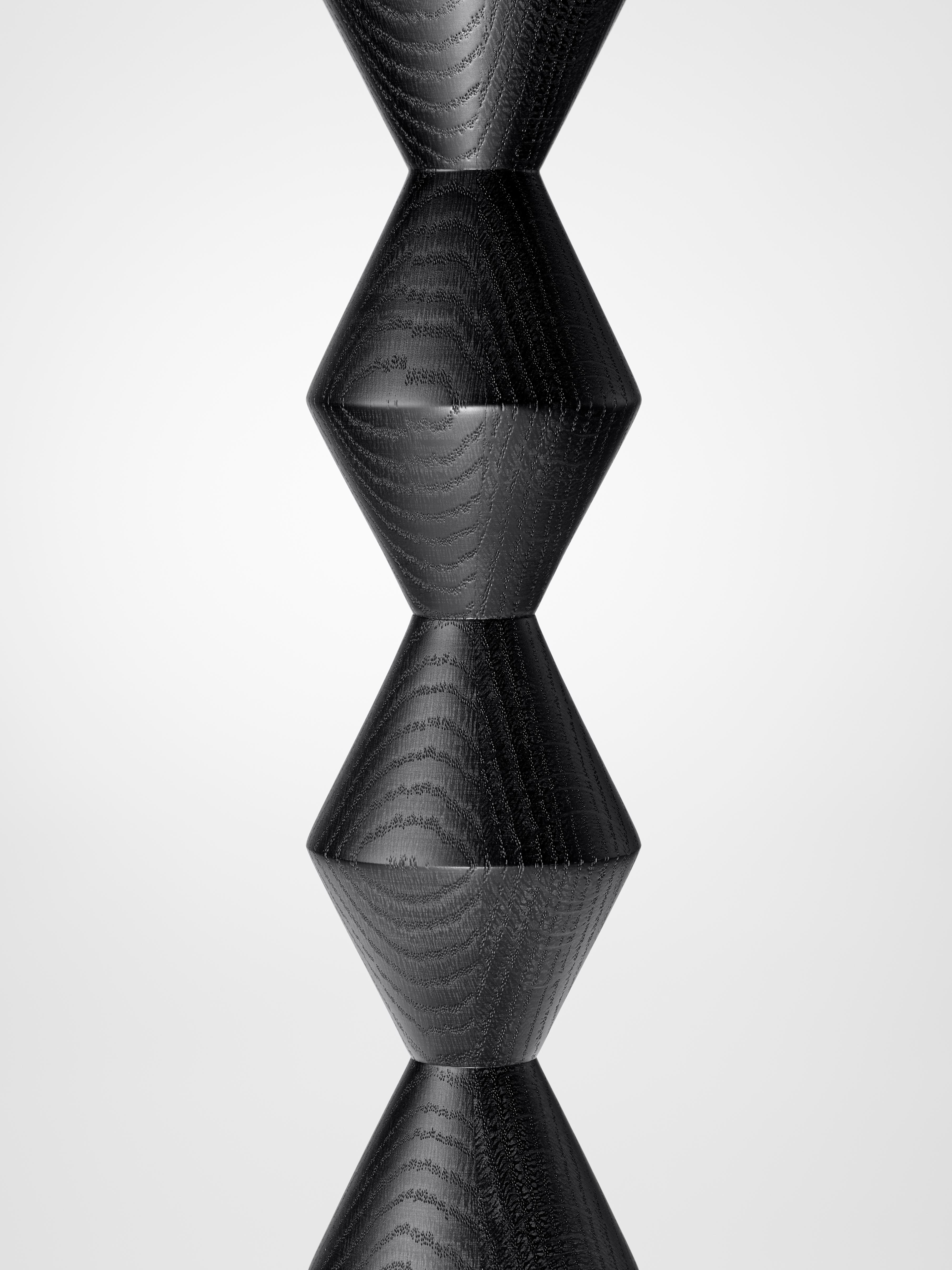 Ebonized Contemporary Zic-Zac Occasional Table in Oak or Walnut expertly lathe turned For Sale