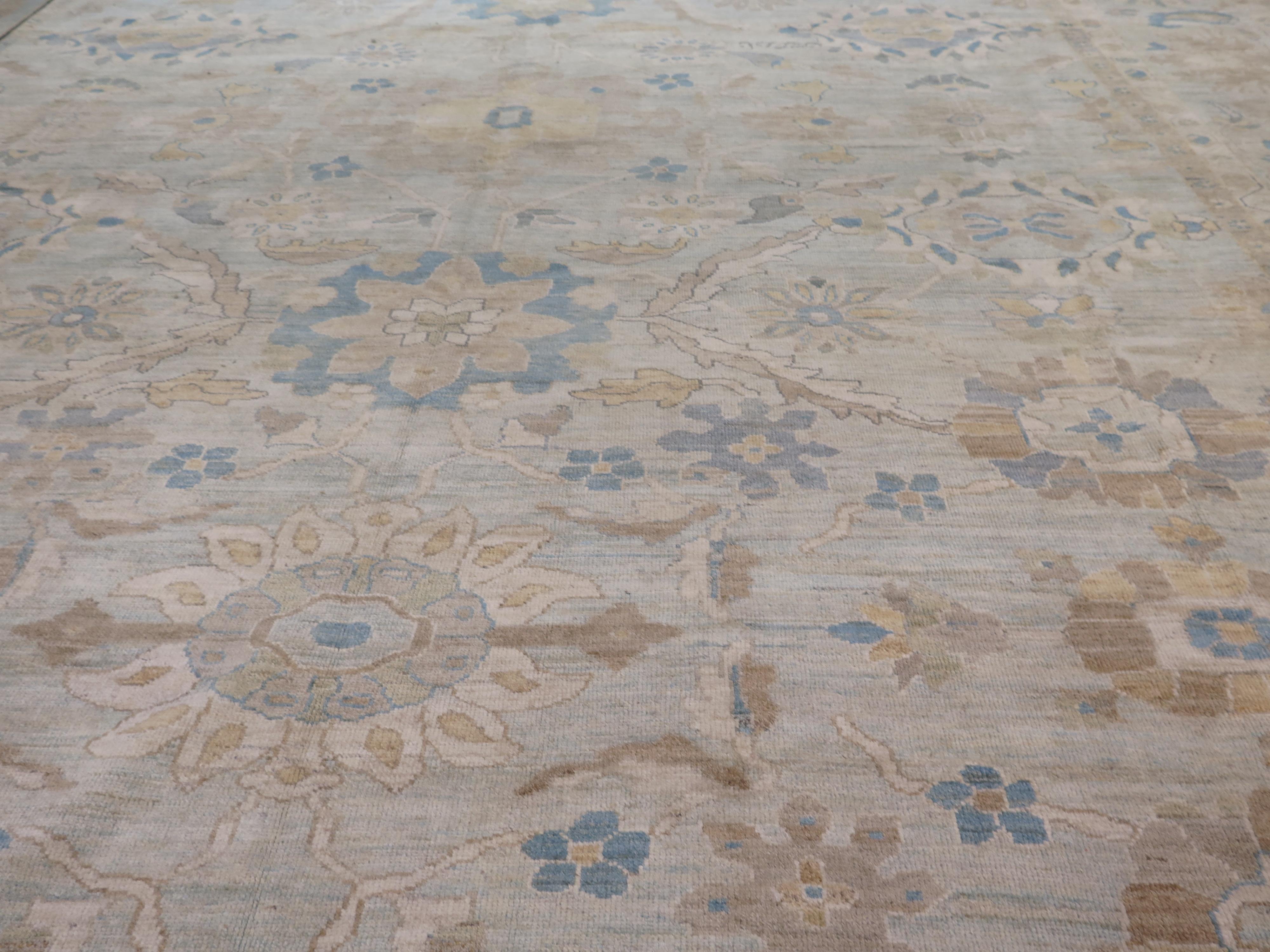 Vegetable Dyed Contemporary Ziegler Sultanabad Design Carpet, Handwoven in Turkey For Sale